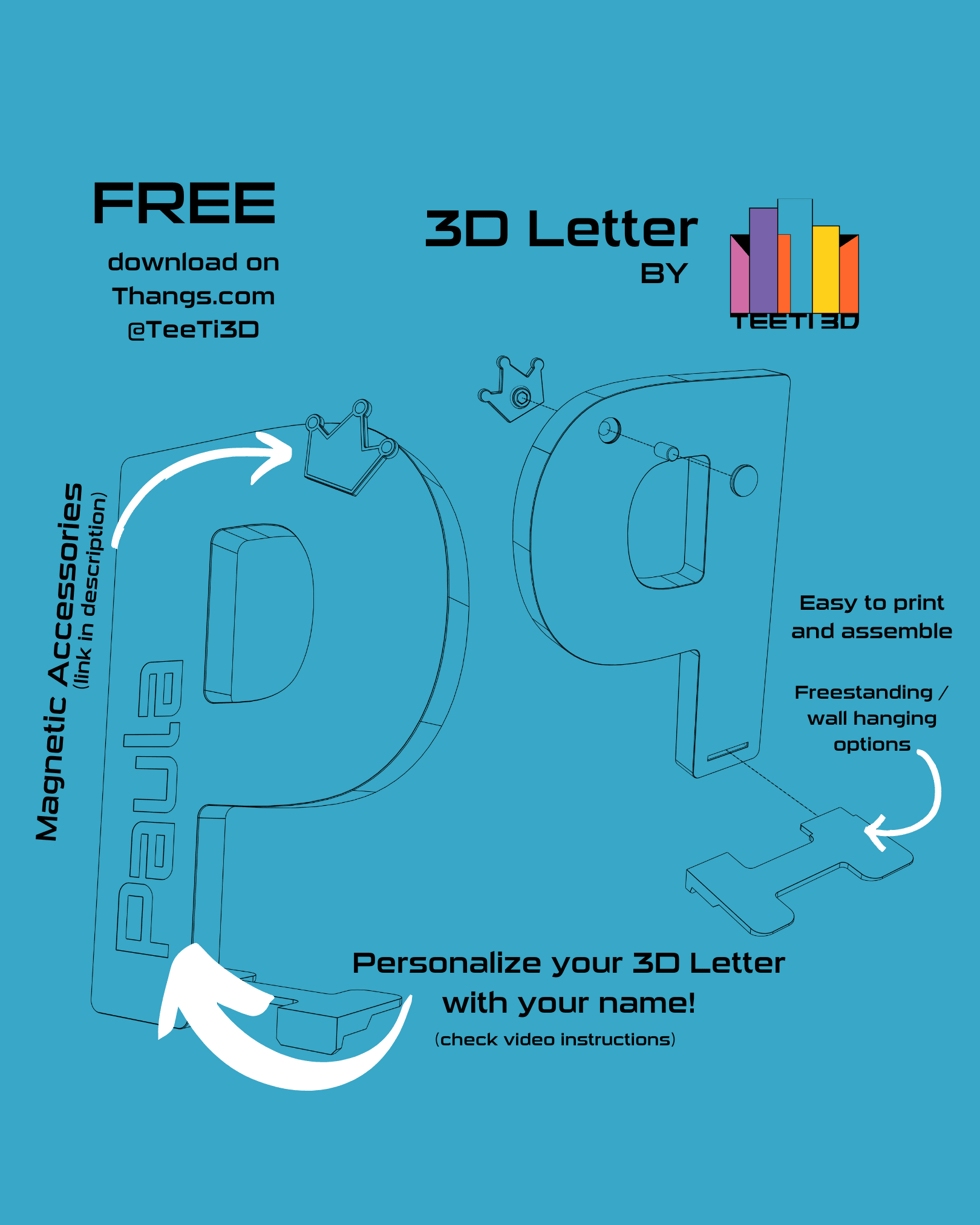 3D Letter P - by TeeTi3D 3d model
