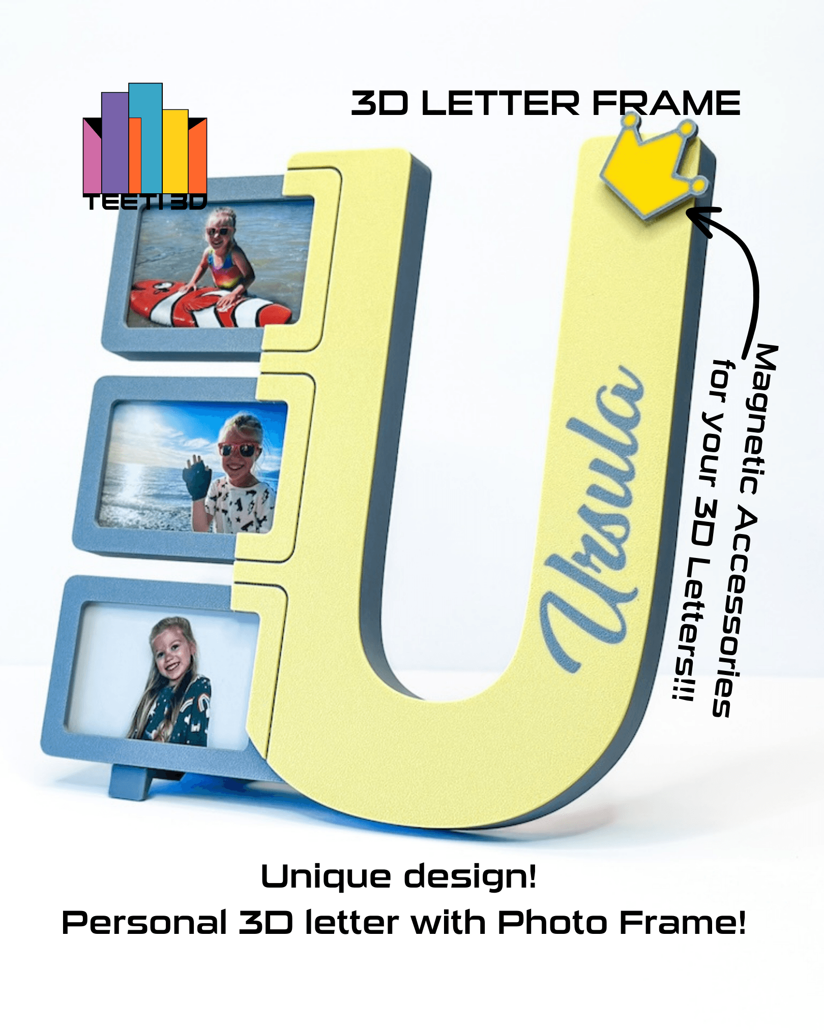 3D Letter "U" with Photo Frame 3d model