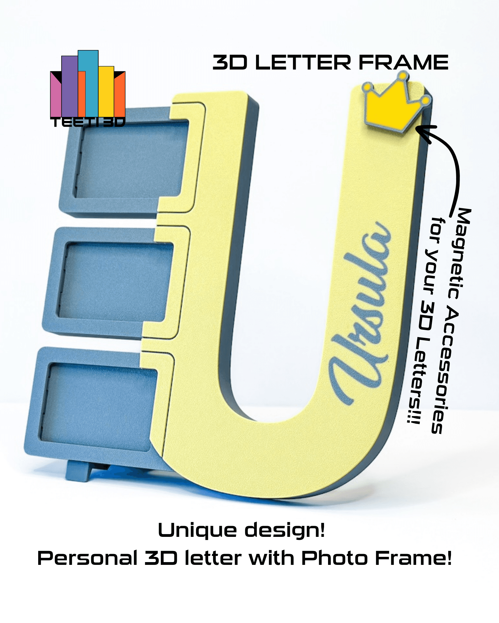 3D Letter "U" with Photo Frame 3d model