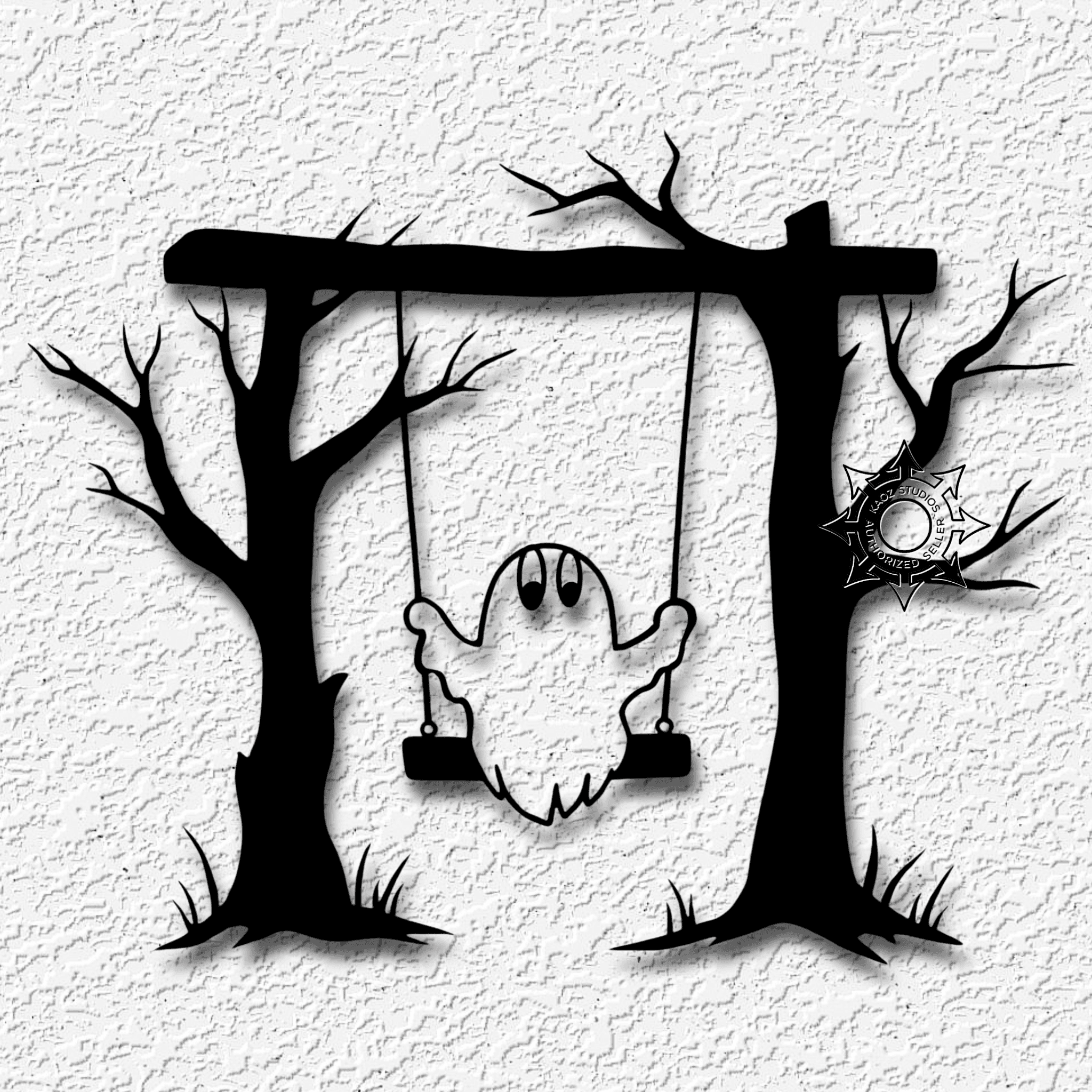 ghostly swing wall art halloween decor 3d model