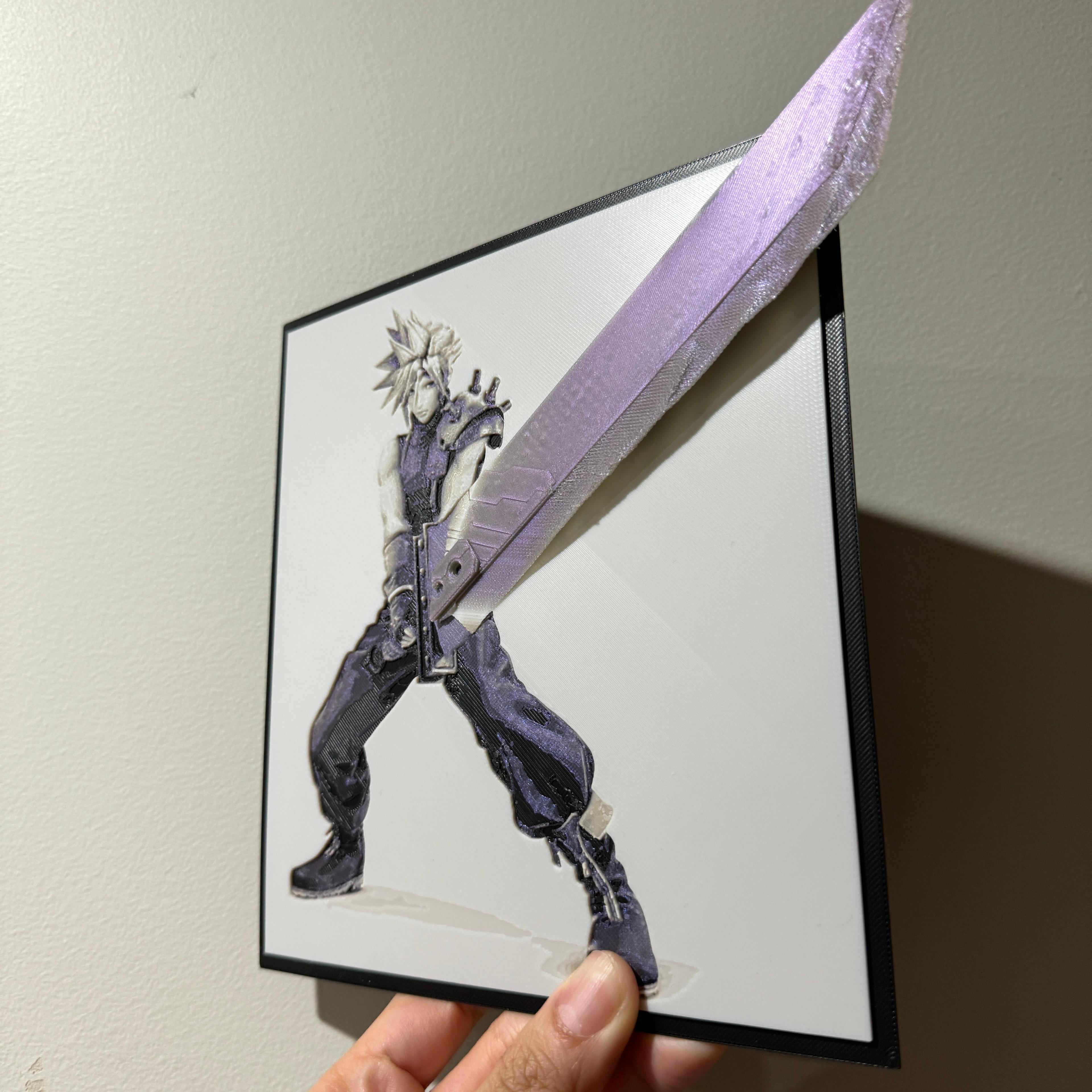 Cloud Strife with Buster Sword Pop Art - Hueforge Hybrid 3d model