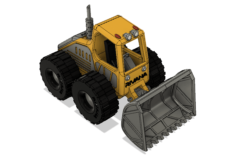 Yellow Bulldozer with Movements 3d model