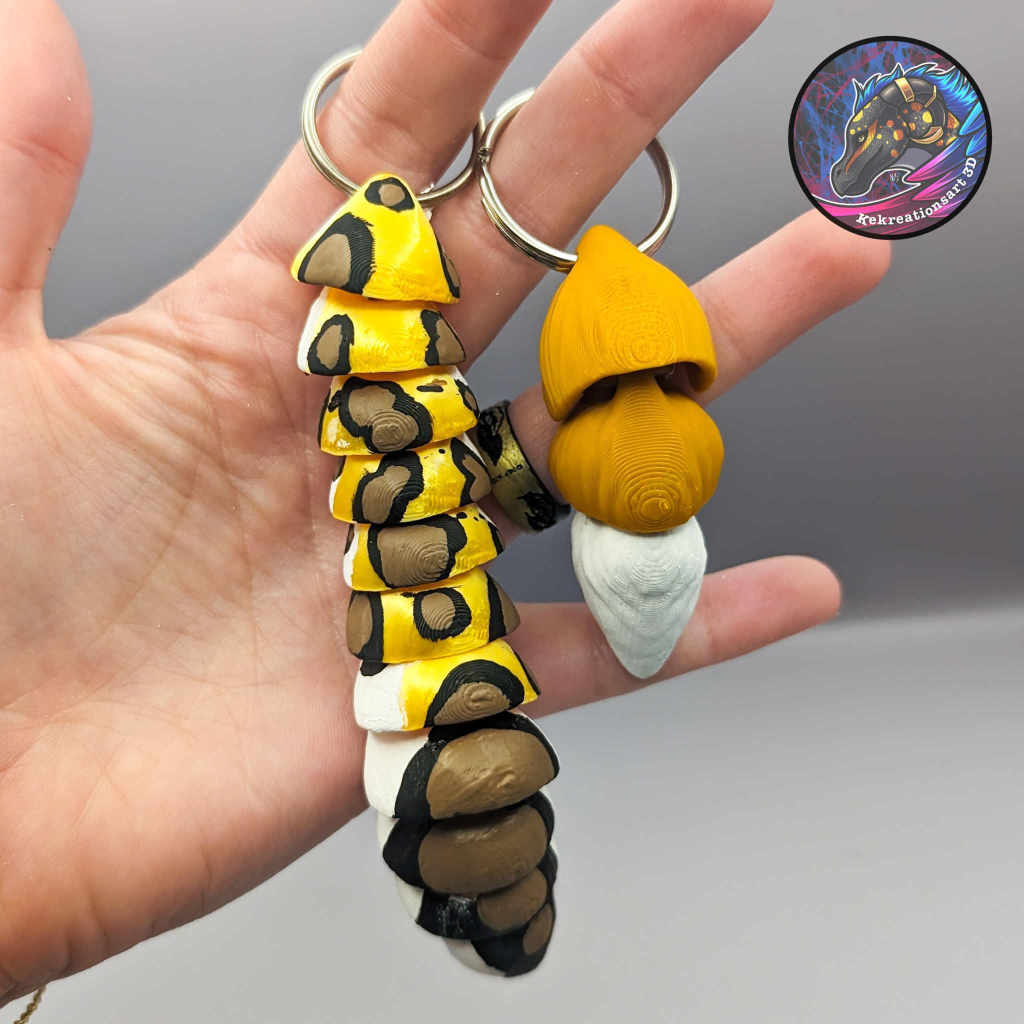 Flexi fox and leopard tail keychains 3d model