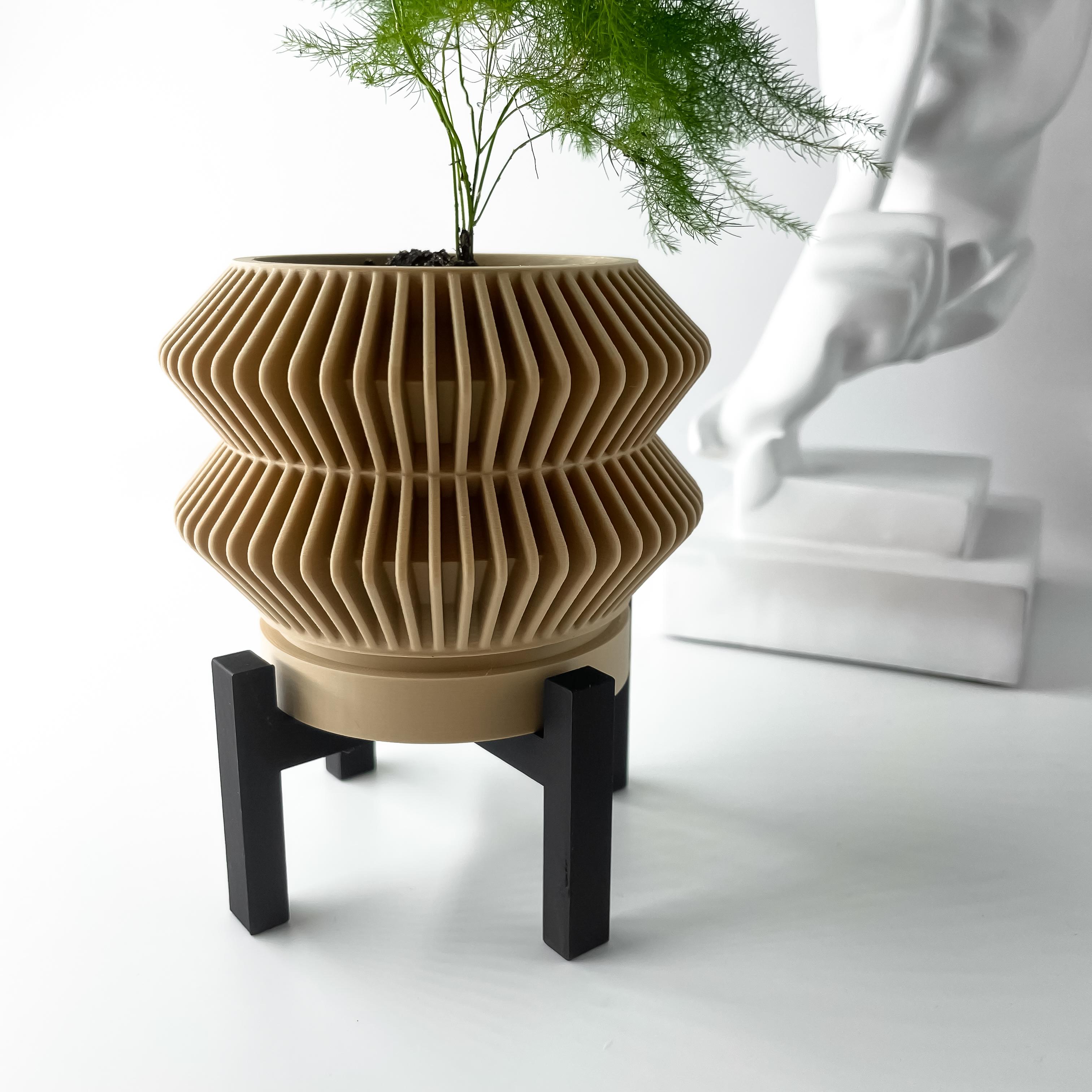 The Rodel Planter Pot with Drainage Tray & Stand | Modern and Unique Home Decor for Plants 3d model