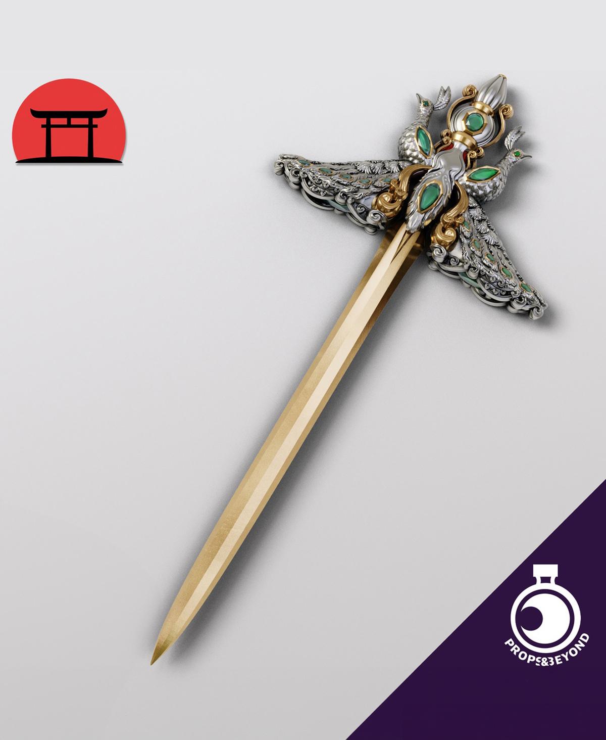 Peacock Hairpin Dagger 3d model