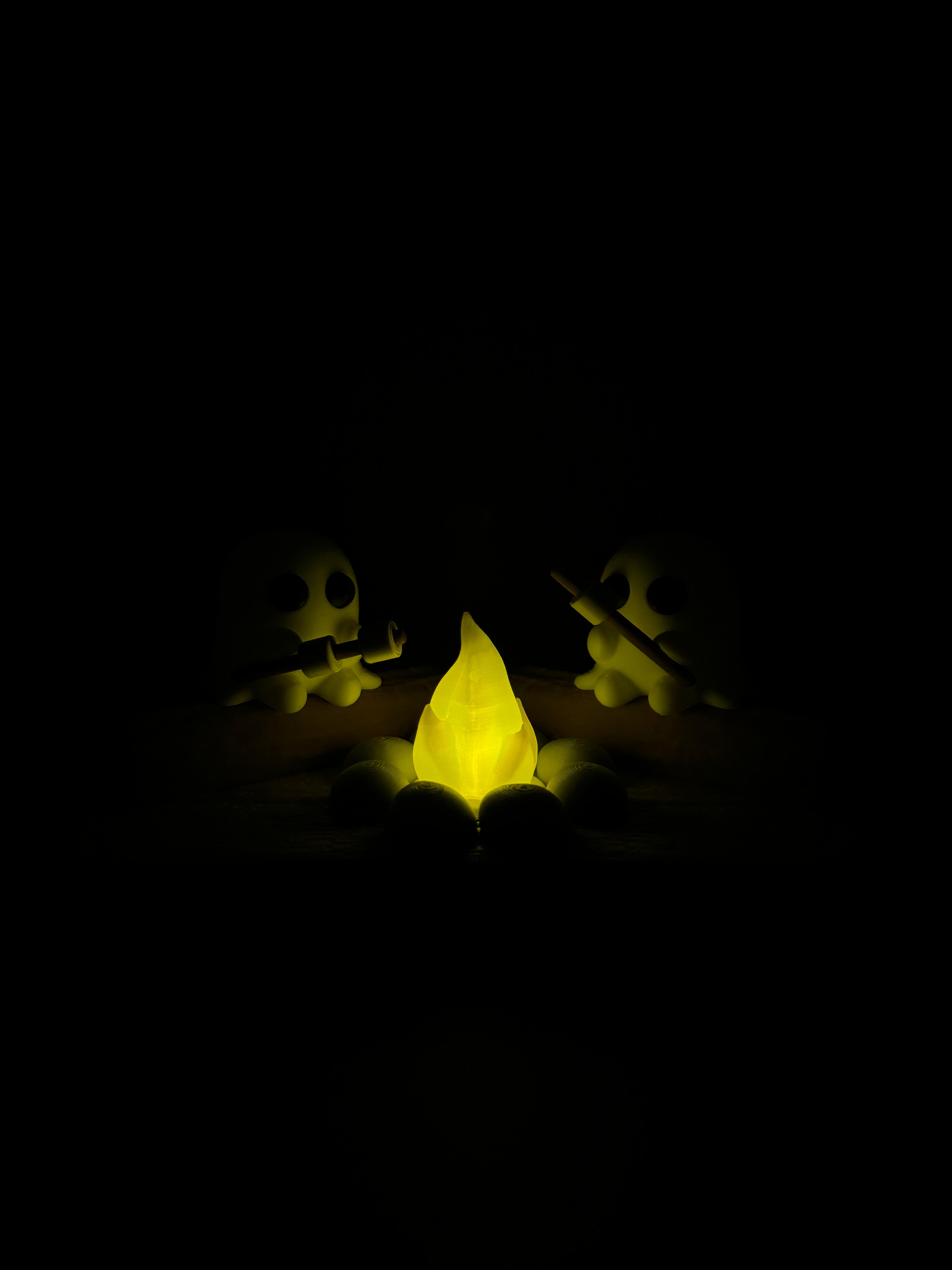 Ghostly Campfire - No supports or AMS - Tea Light - I Just Revised the model since the tea light fitting was a tight fit . Made the space bigger for a looser fitting. Thank you to all who have downloaded and like the design. :) - 3d model