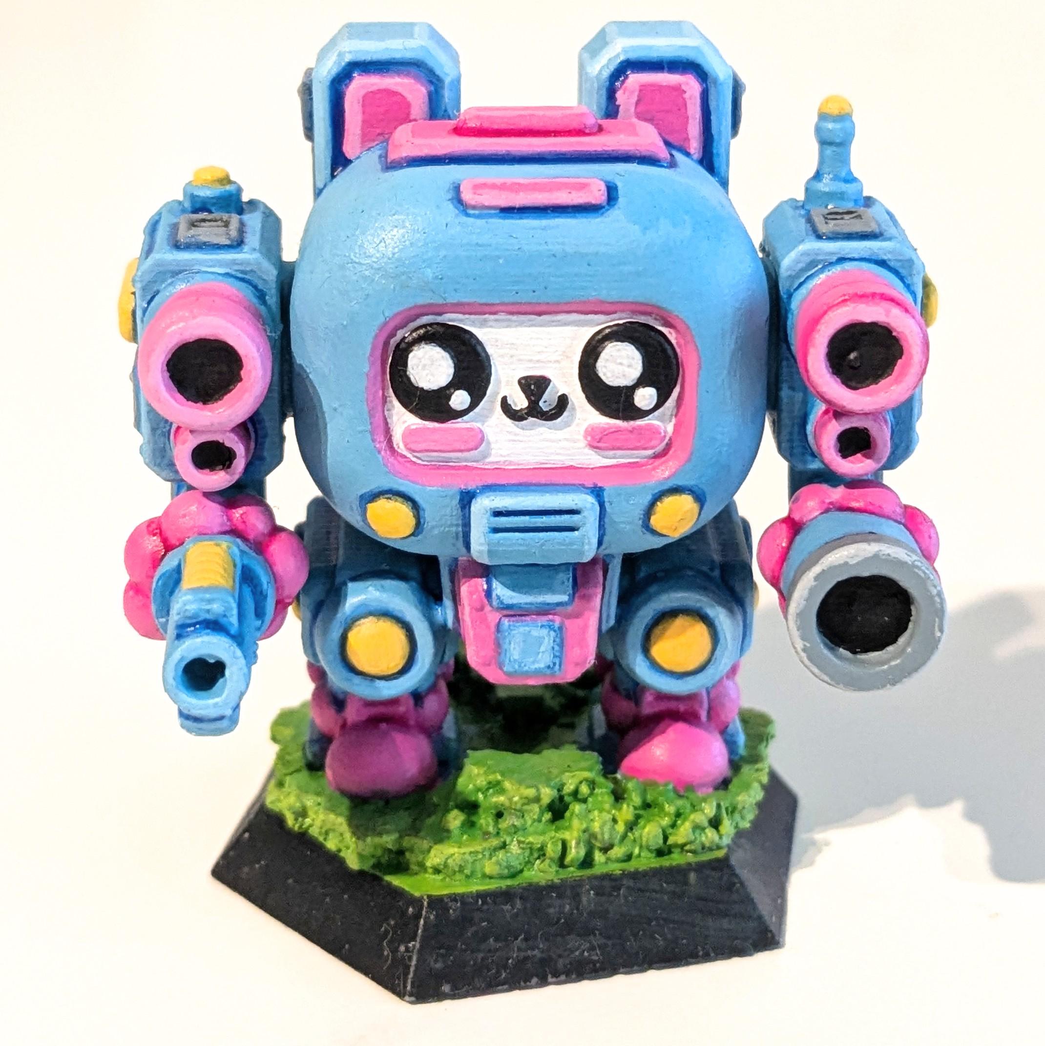 UWU Strike Force Bubbles: Adorable Sci-Fi Cat Mech Miniature for Tabletop Wargames | Royalty-Free 3D - Finally finished this little mech - 3d model