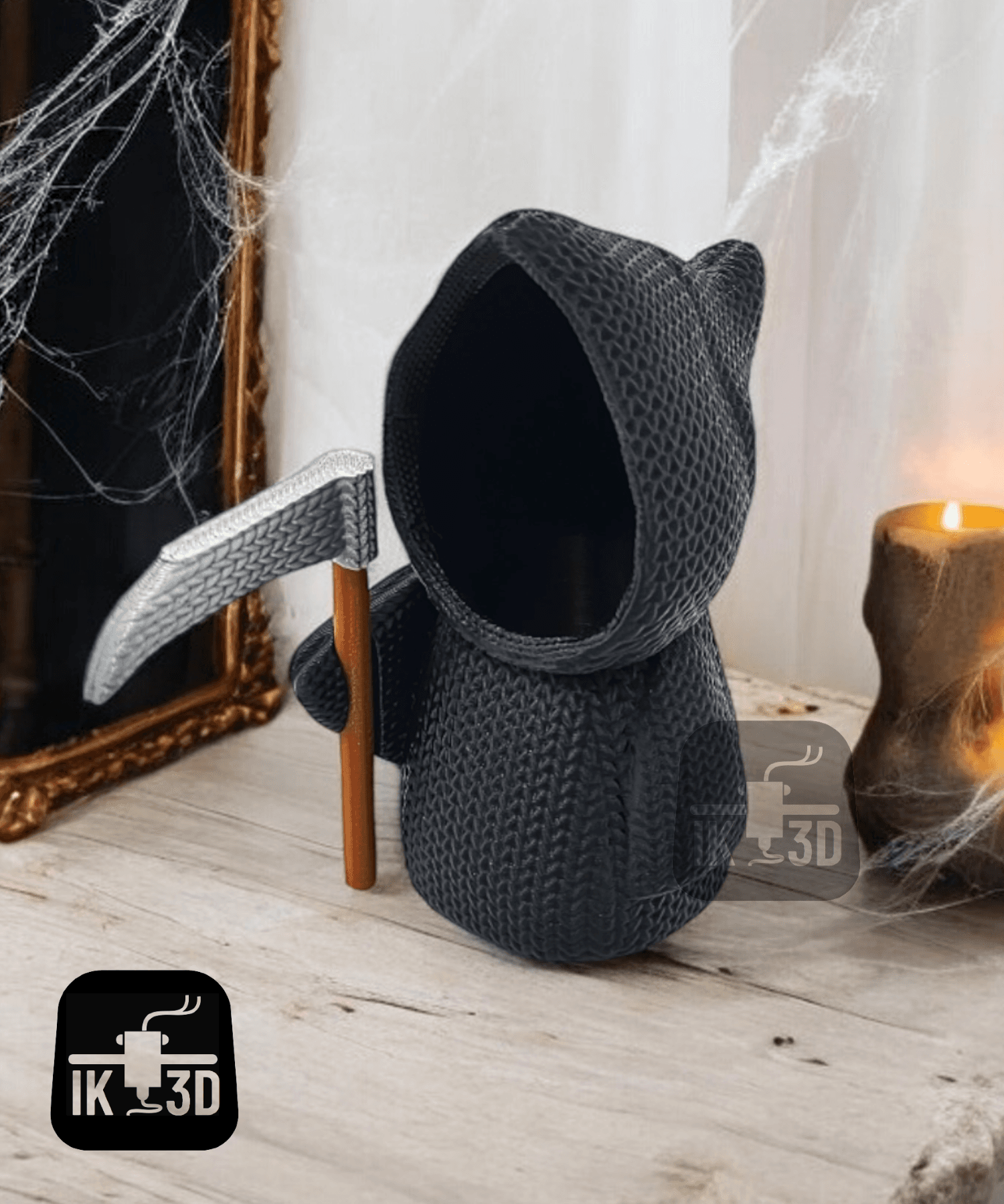 Knitted Grim Reaper Figurine / Candle Holder 3d model