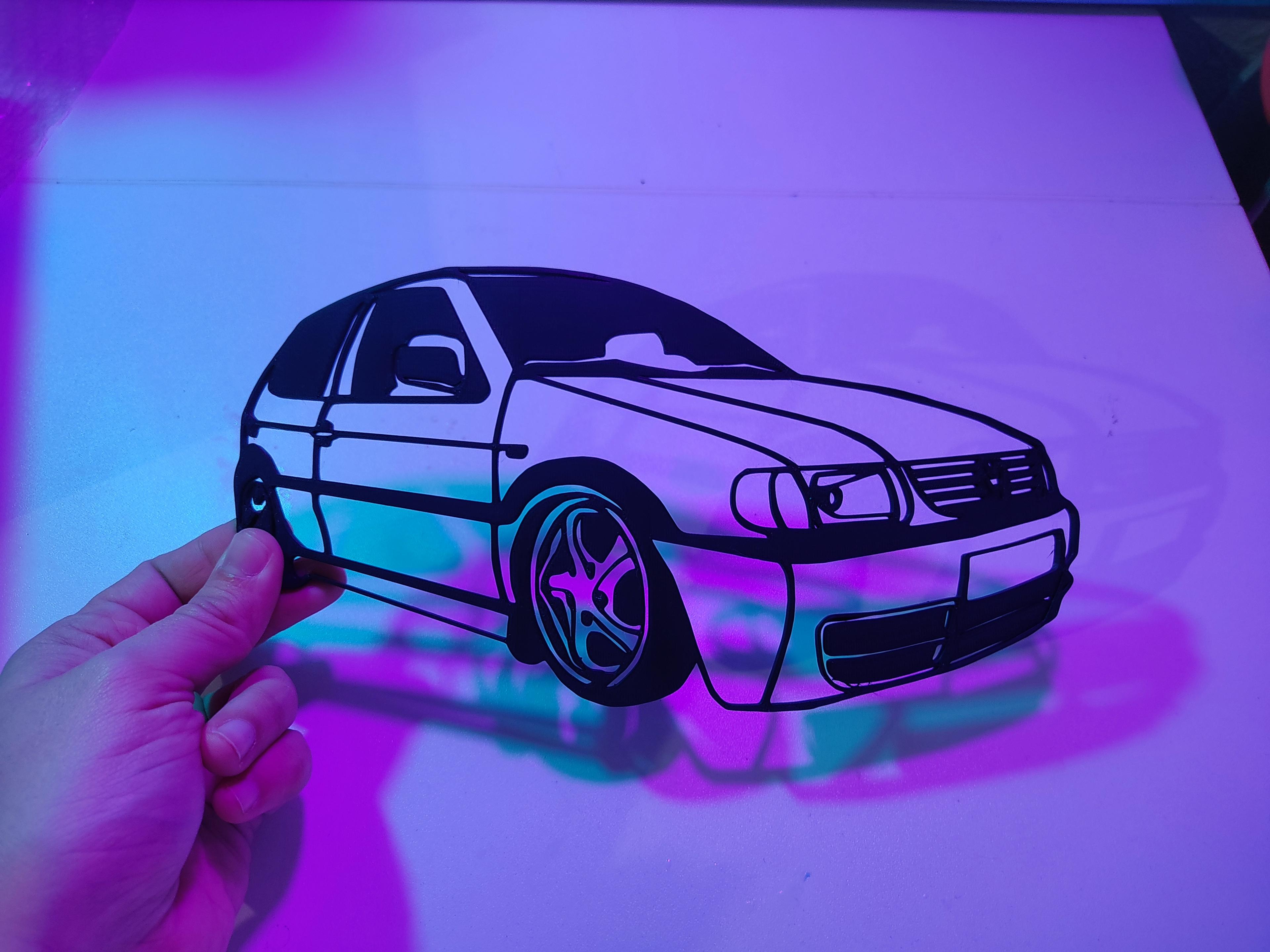 Volkswagen Polo 2d wallart, silhouette 3d model