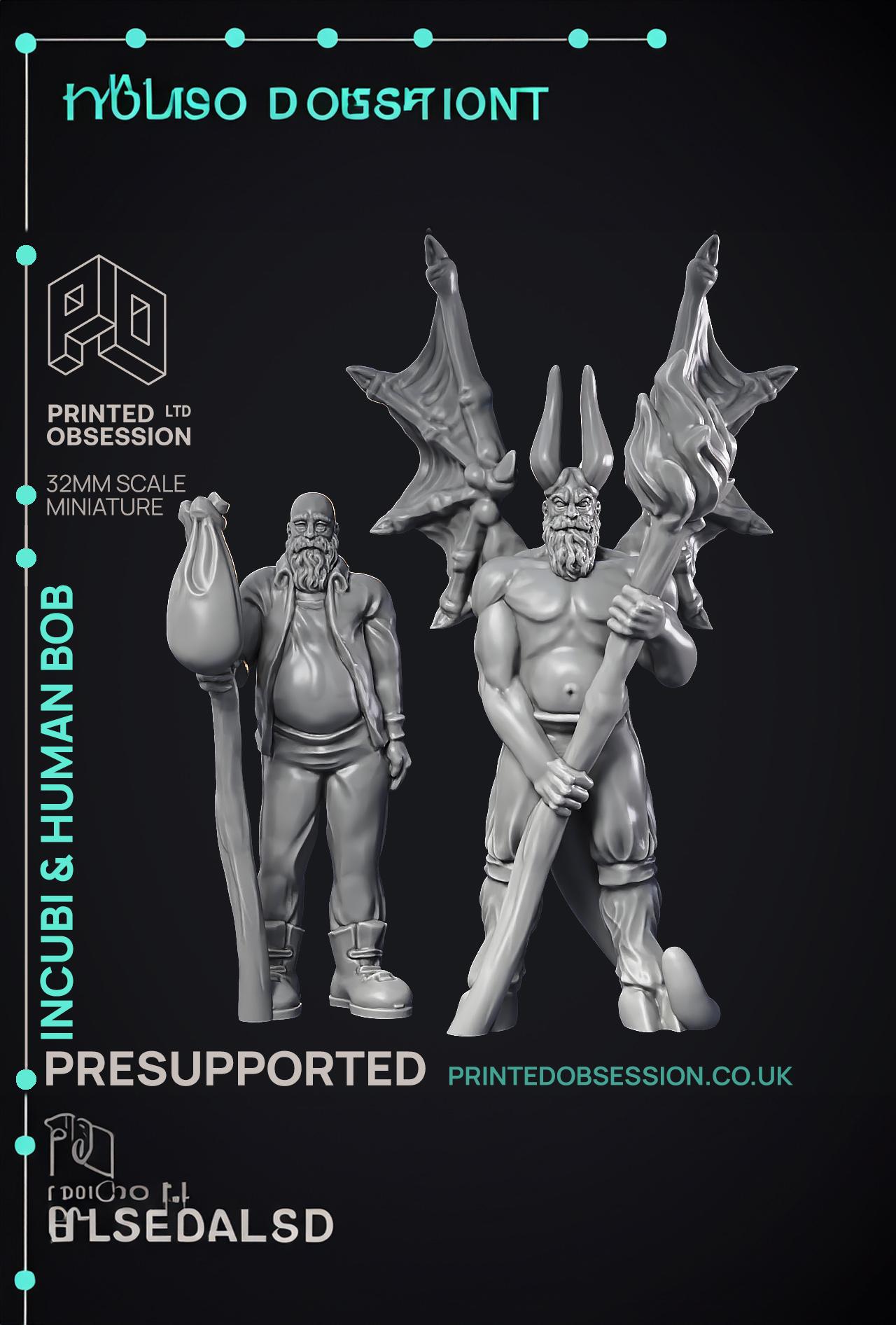 Incubi & human 'Bob' - lesser demon - PRESUPPORTED - Hell Hath No Fury - 32mm scale  3d model