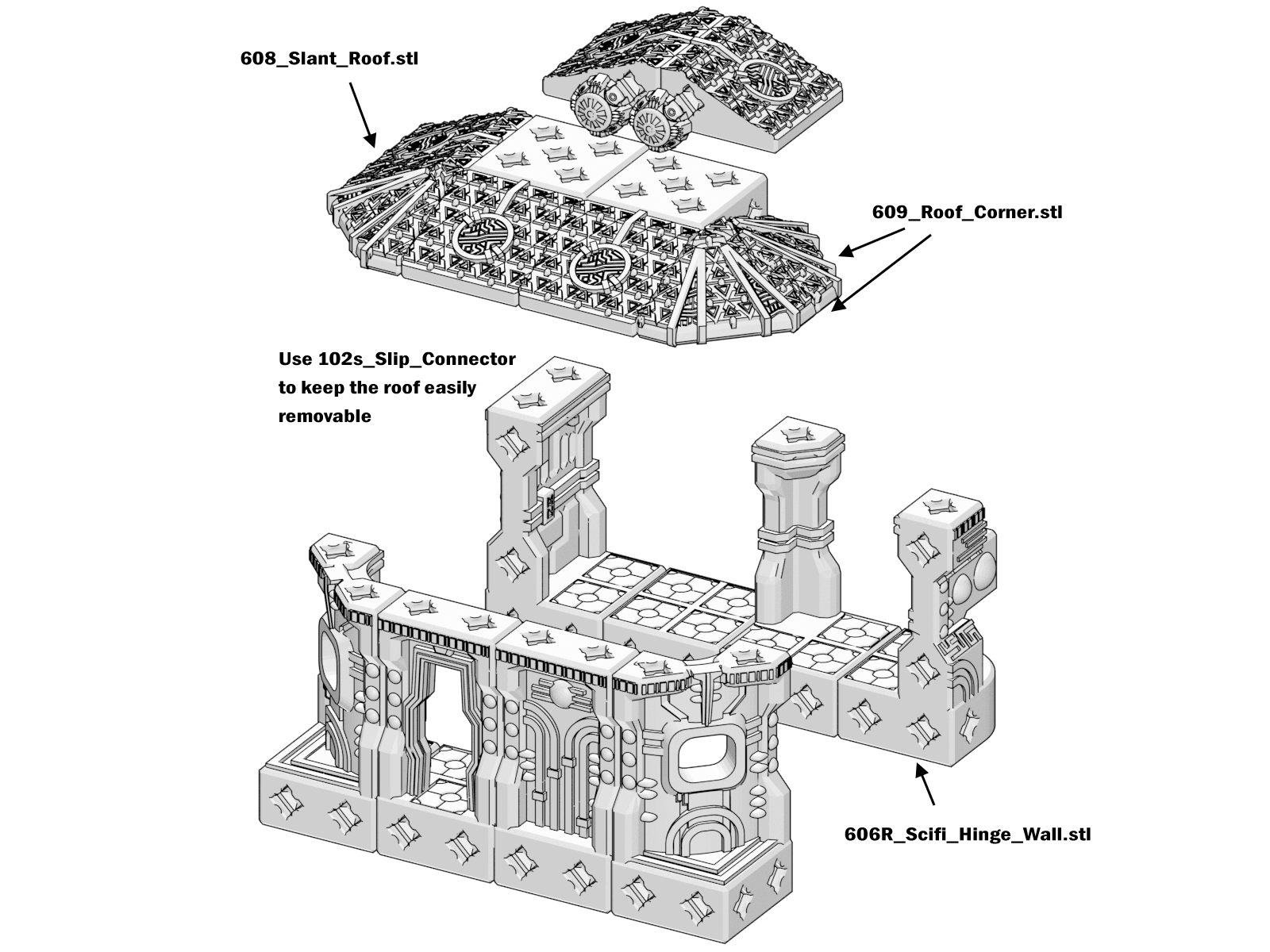 PrintABlok Landcraft Scifi Themed Terrain Construction Set 3d model