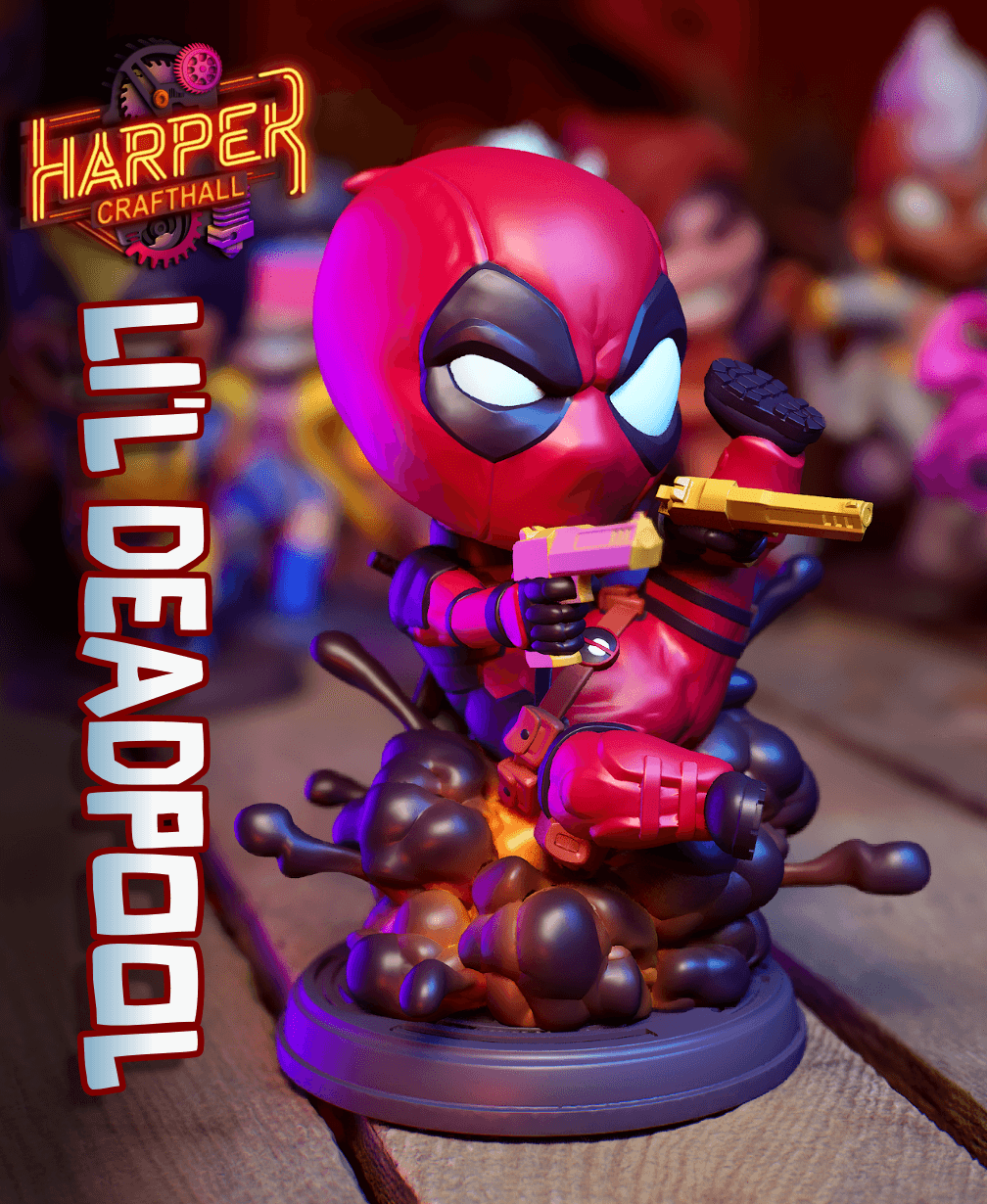 Li'l Deadpool - Single Color - Collectible Fanart Figure 3d model