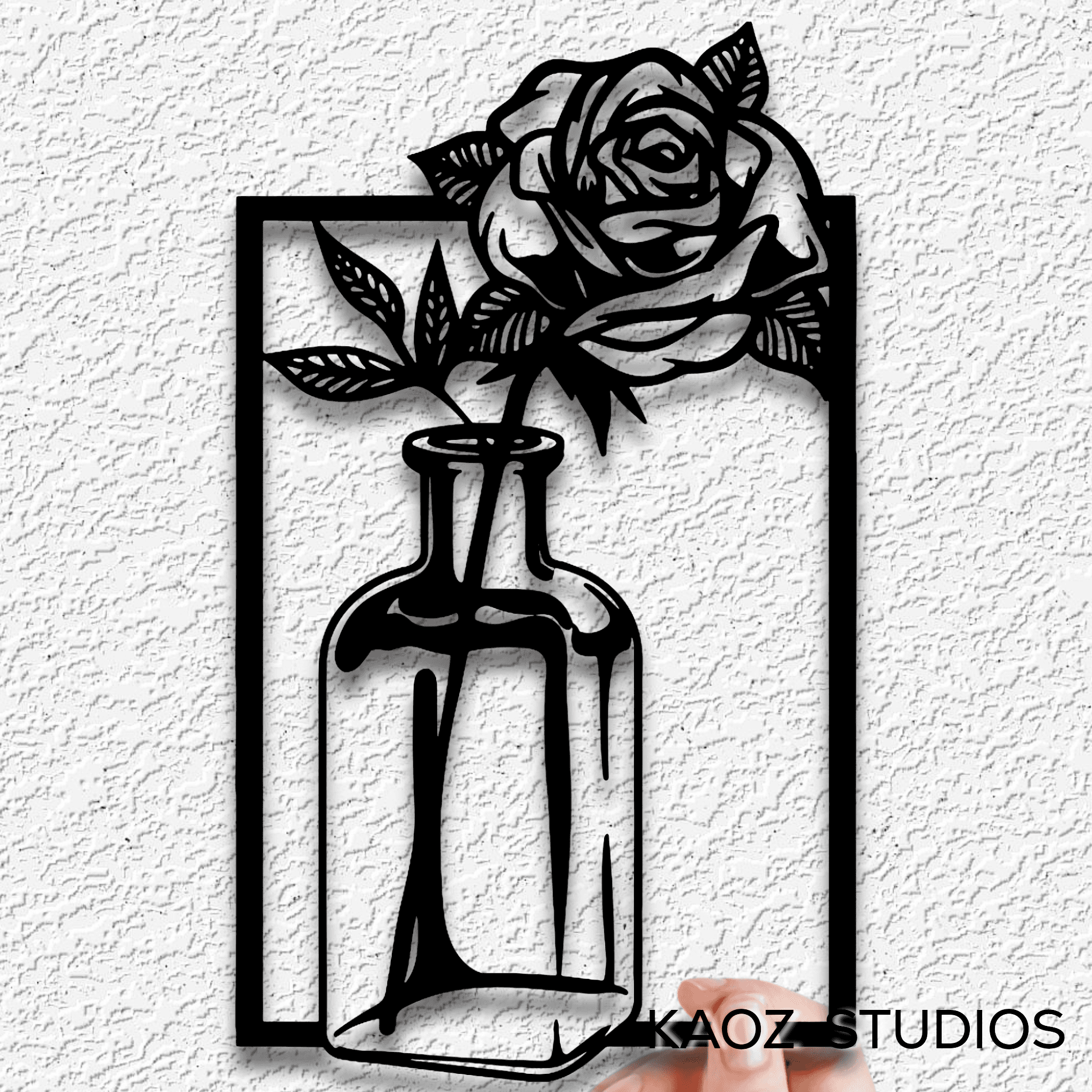 cut rose wall art long stem rose wall decor flower vase decoration 3d model