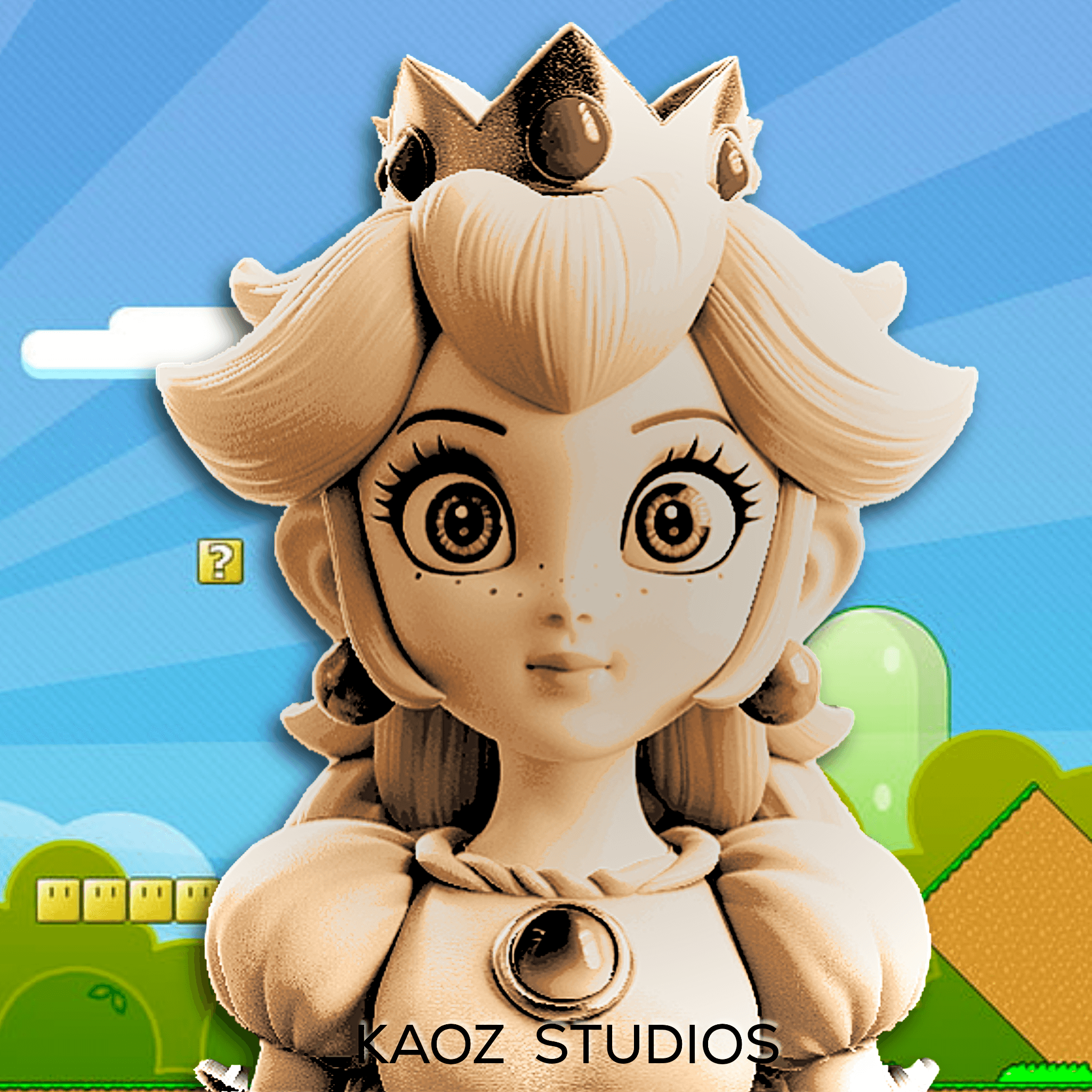 princess peach 3d optical illusion wall art super mario fan art wall decor 3d model