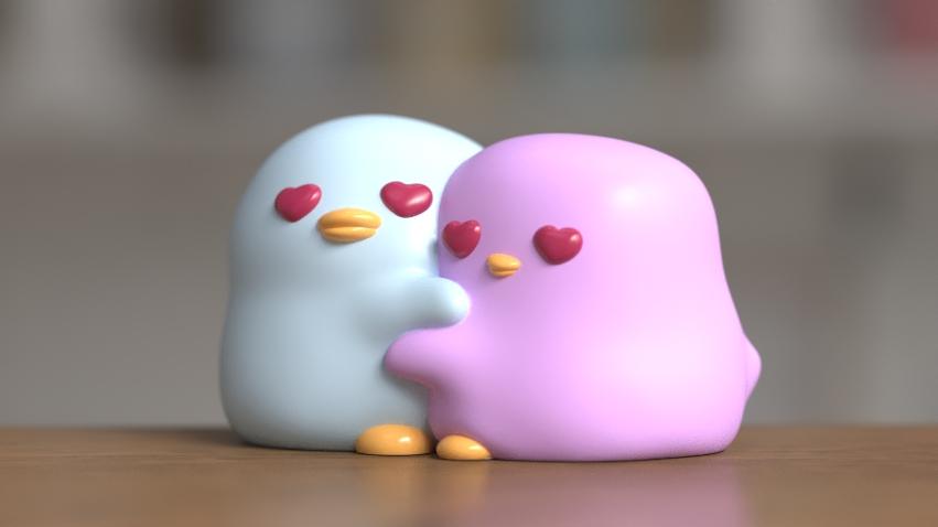 ♡♡♡ LOVE CHIKS , cute adorable and cuddly kawaii adorable , cuddling ducklings by TinyMakers3D 3d model