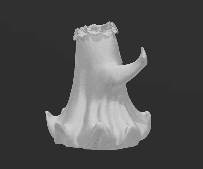 ghost w middle finger with flower crown 3d model