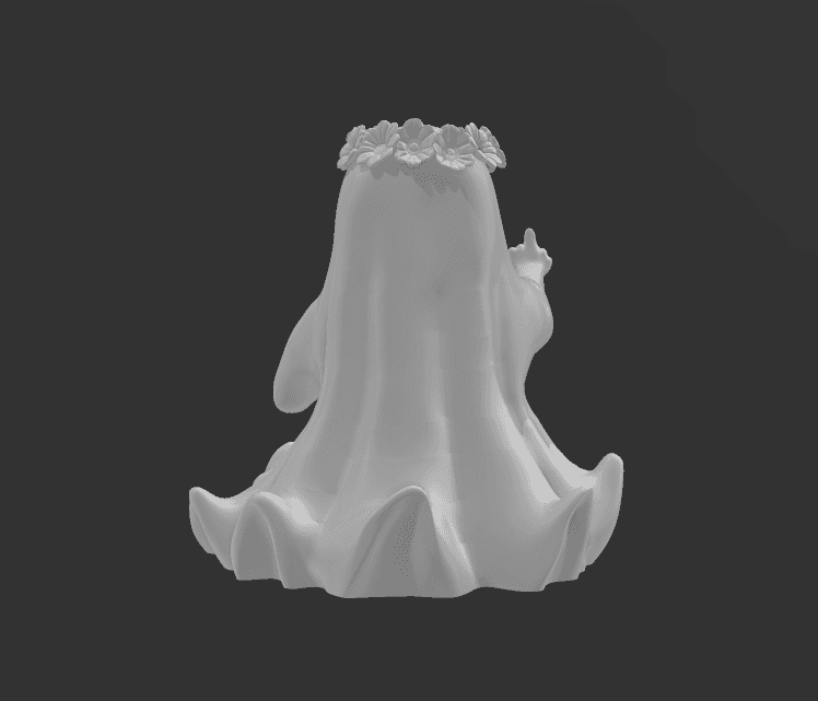 ghost w middle finger with flower crown 3d model