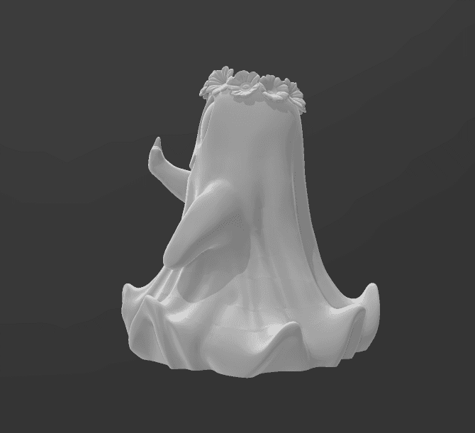 ghost w middle finger with flower crown 3d model