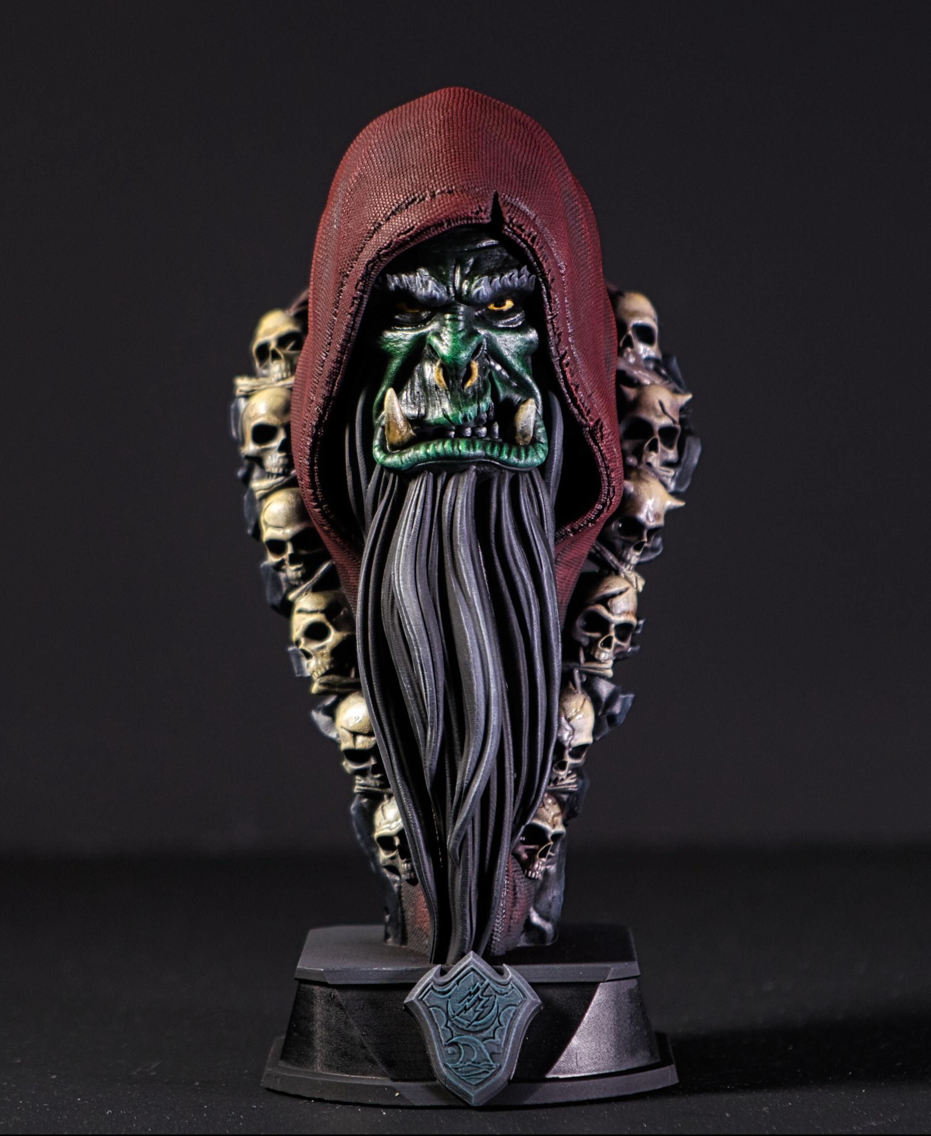 Gul'dan Bust (Pre - Gul'dan Bust - Printed on Elegoo Saturn with Siraya Tech Navy Grey resin.  Painted with Monument Hobbies ProAcryl - 3d model