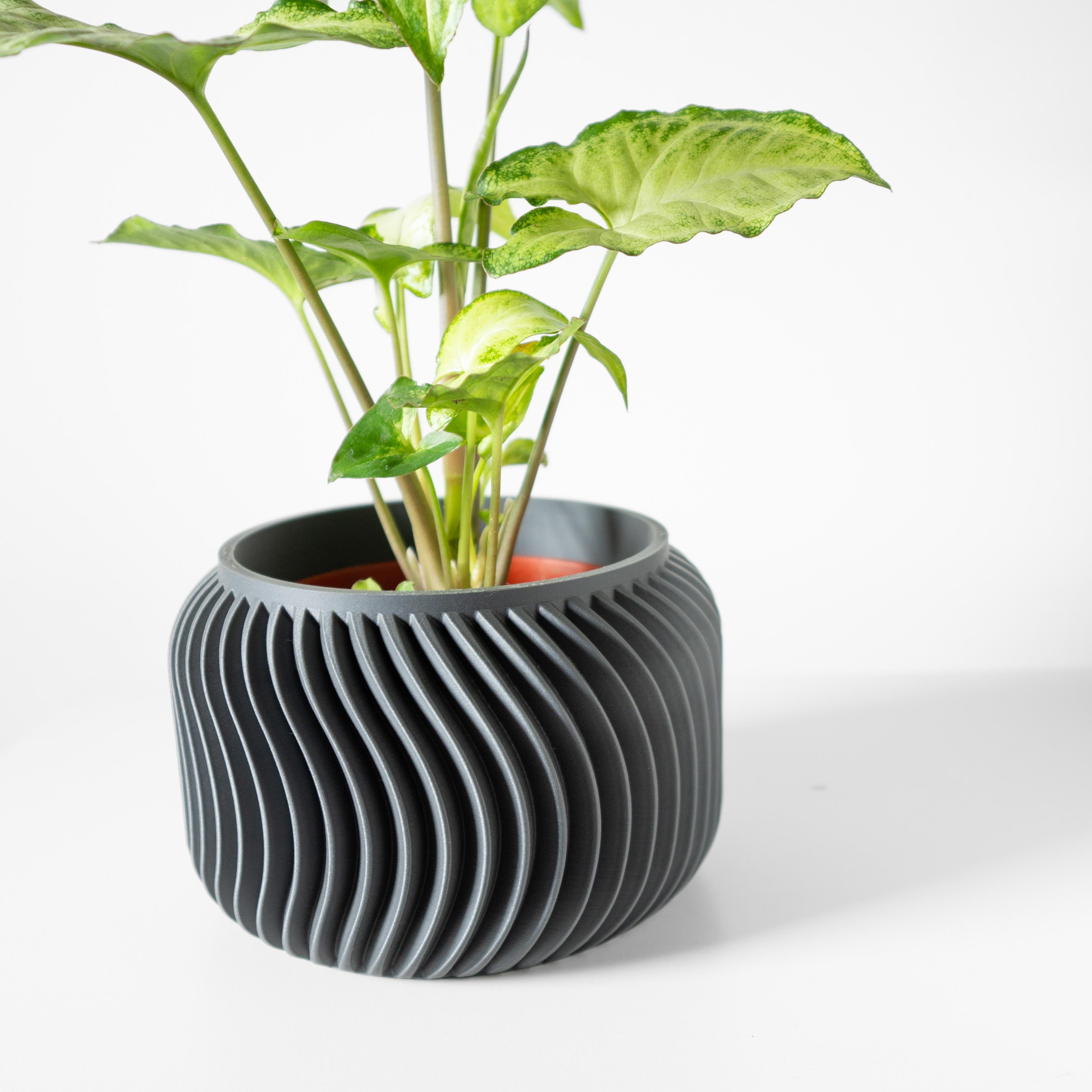 The Vilex Planter Pot with Drainage Tray & Stand: Modern and Unique Home Decor for Plants 3d model