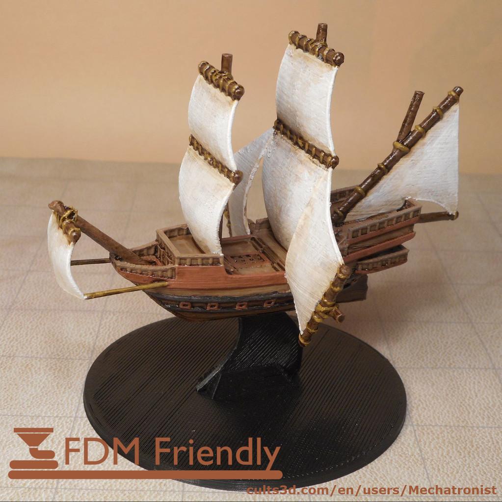 Galleon Flying Fantasy Ship Model Compatible With DnD Spelljammer 3d model