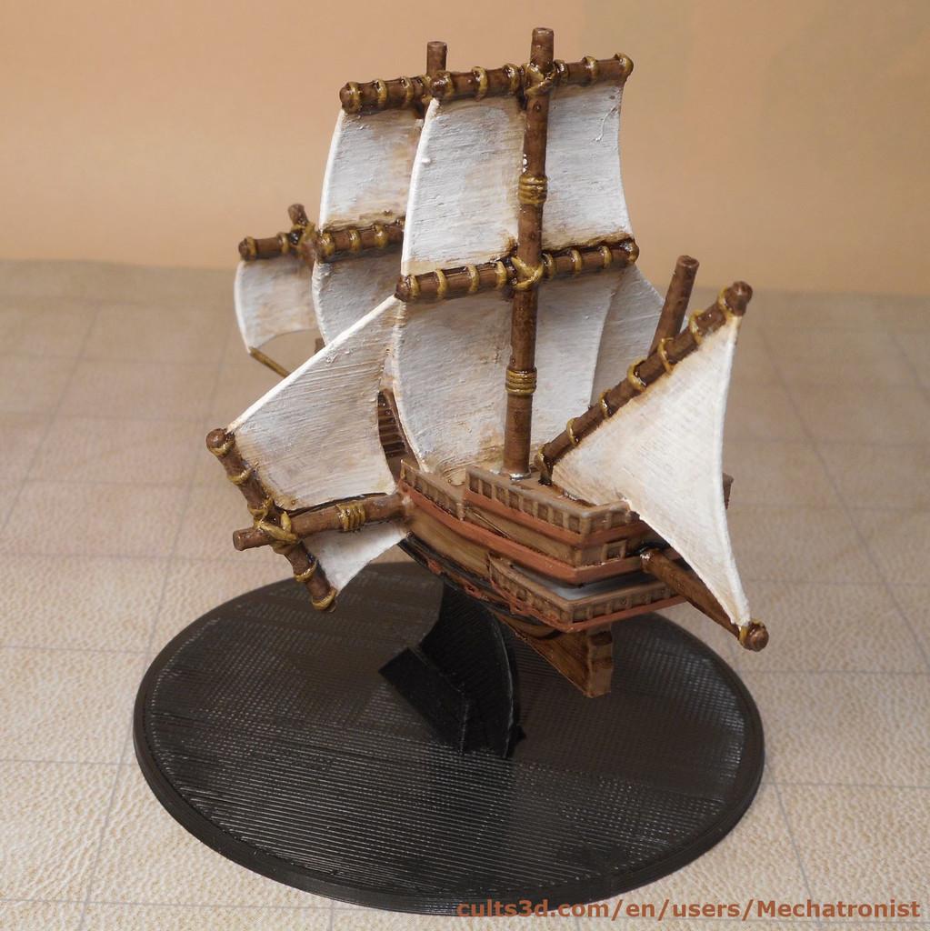 Galleon Flying Fantasy Ship Model Compatible With DnD Spelljammer 3d model