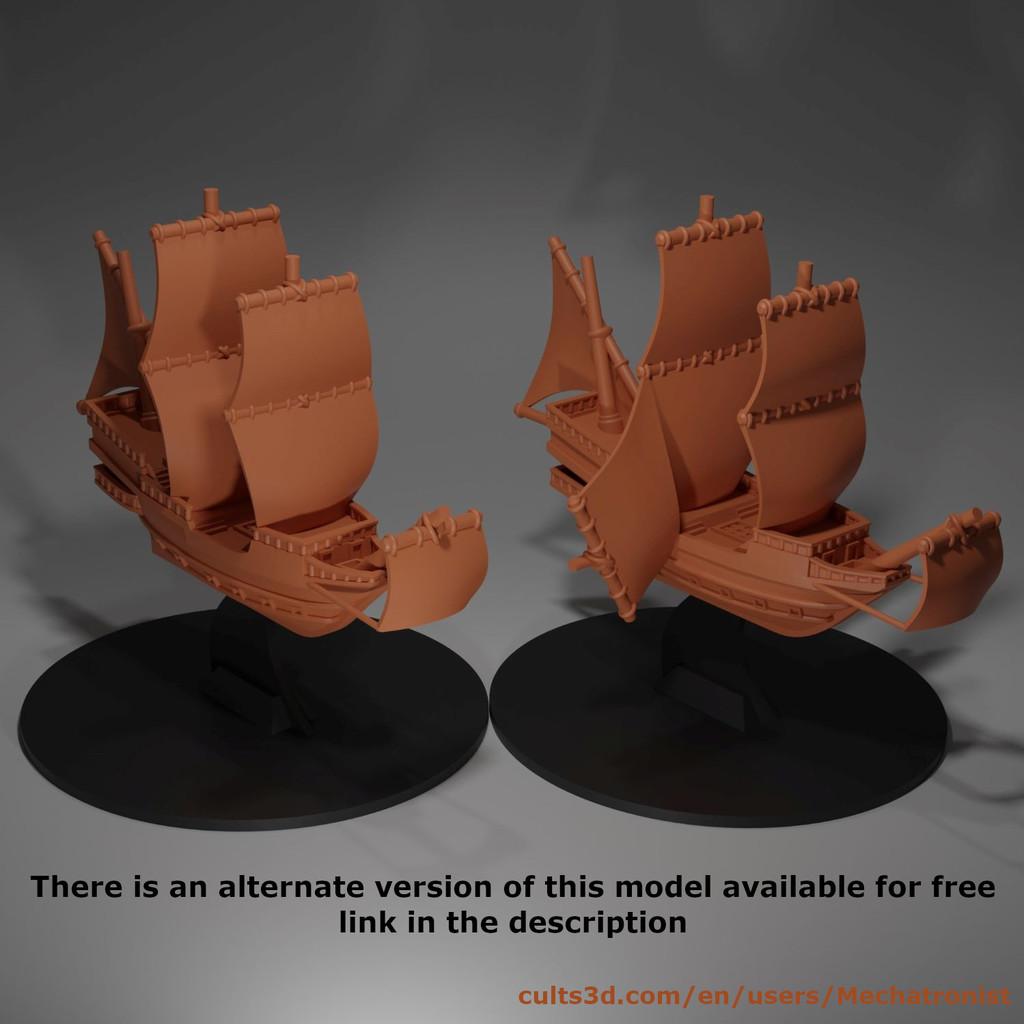 Galleon Flying Fantasy Ship Model Compatible With DnD Spelljammer 3d model