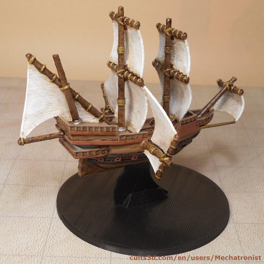 Galleon Flying Fantasy Ship Model Compatible With DnD Spelljammer 3d model