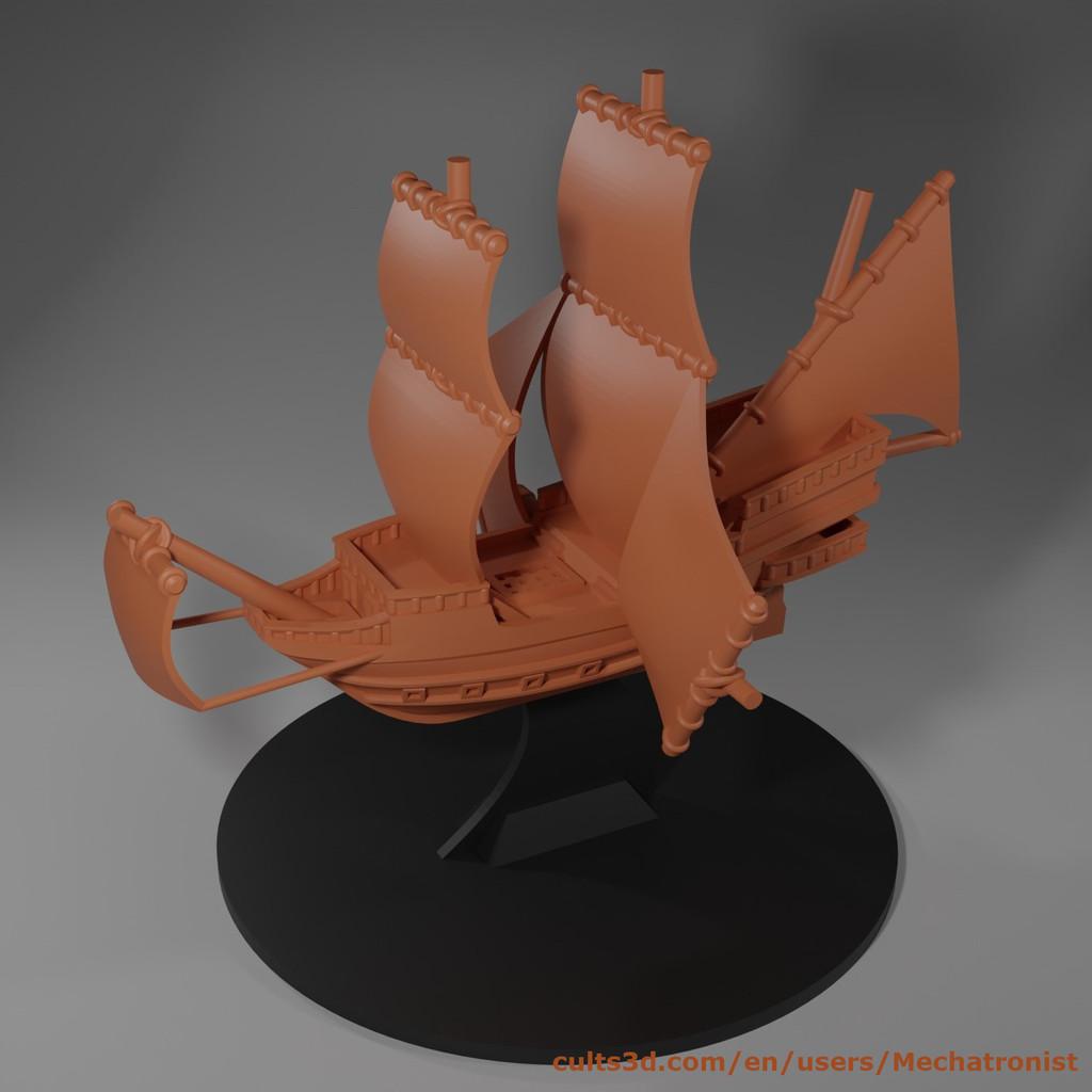 Galleon Flying Fantasy Ship Model Compatible With DnD Spelljammer 3d model