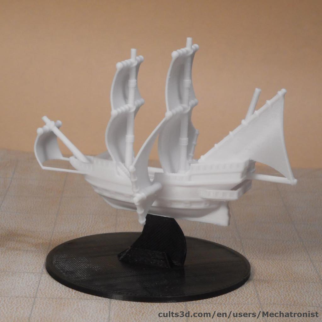 Galleon Flying Fantasy Ship Model Compatible With DnD Spelljammer 3d model