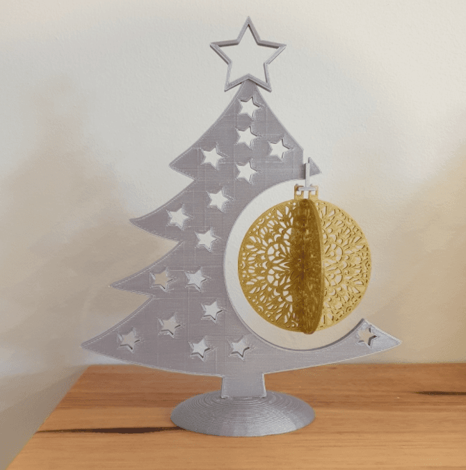 Intricate Bauble and Tree Christmas Decoration 3d model