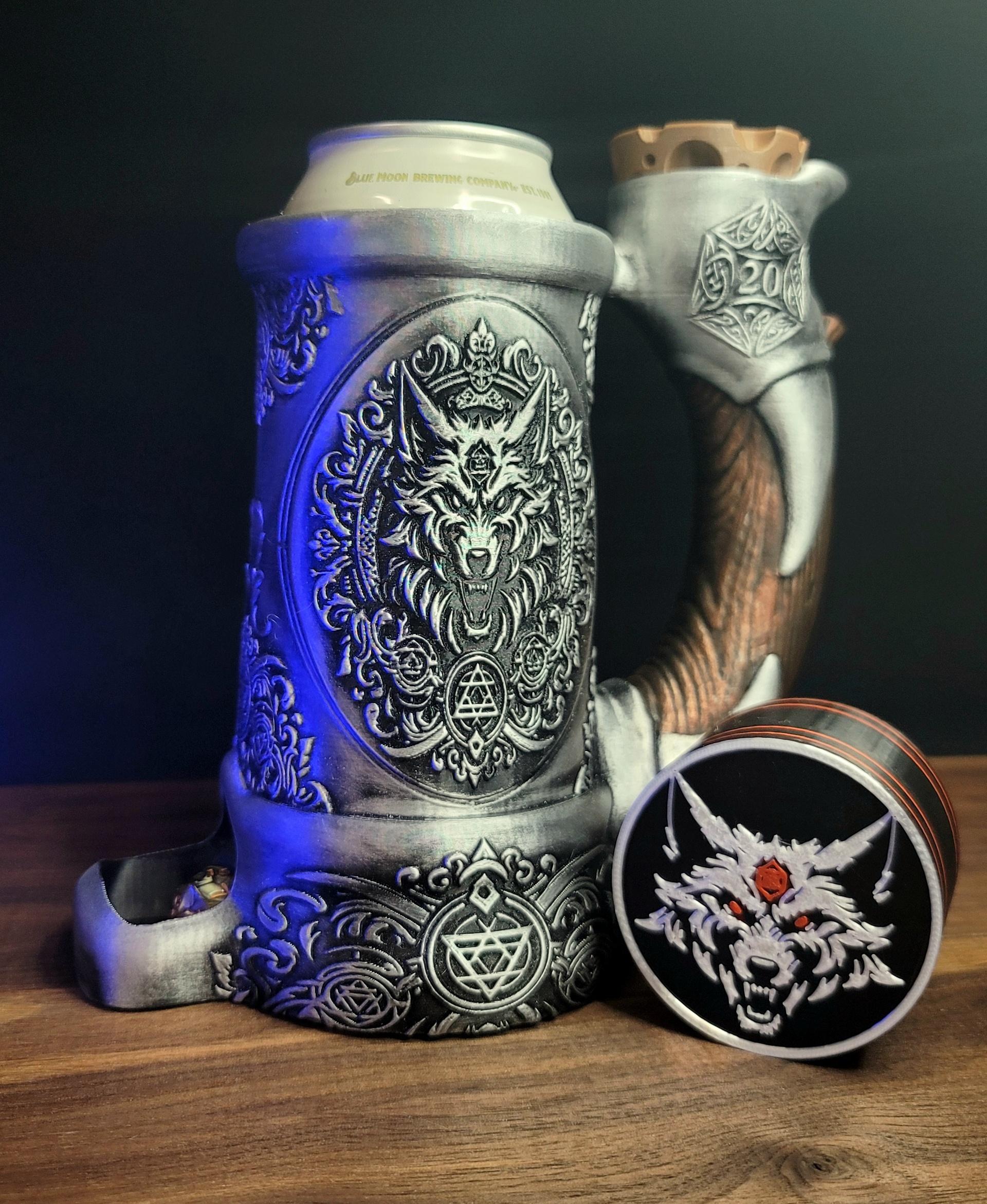 12oz Wolf Bite Can Cozy Dice Tower  3d model