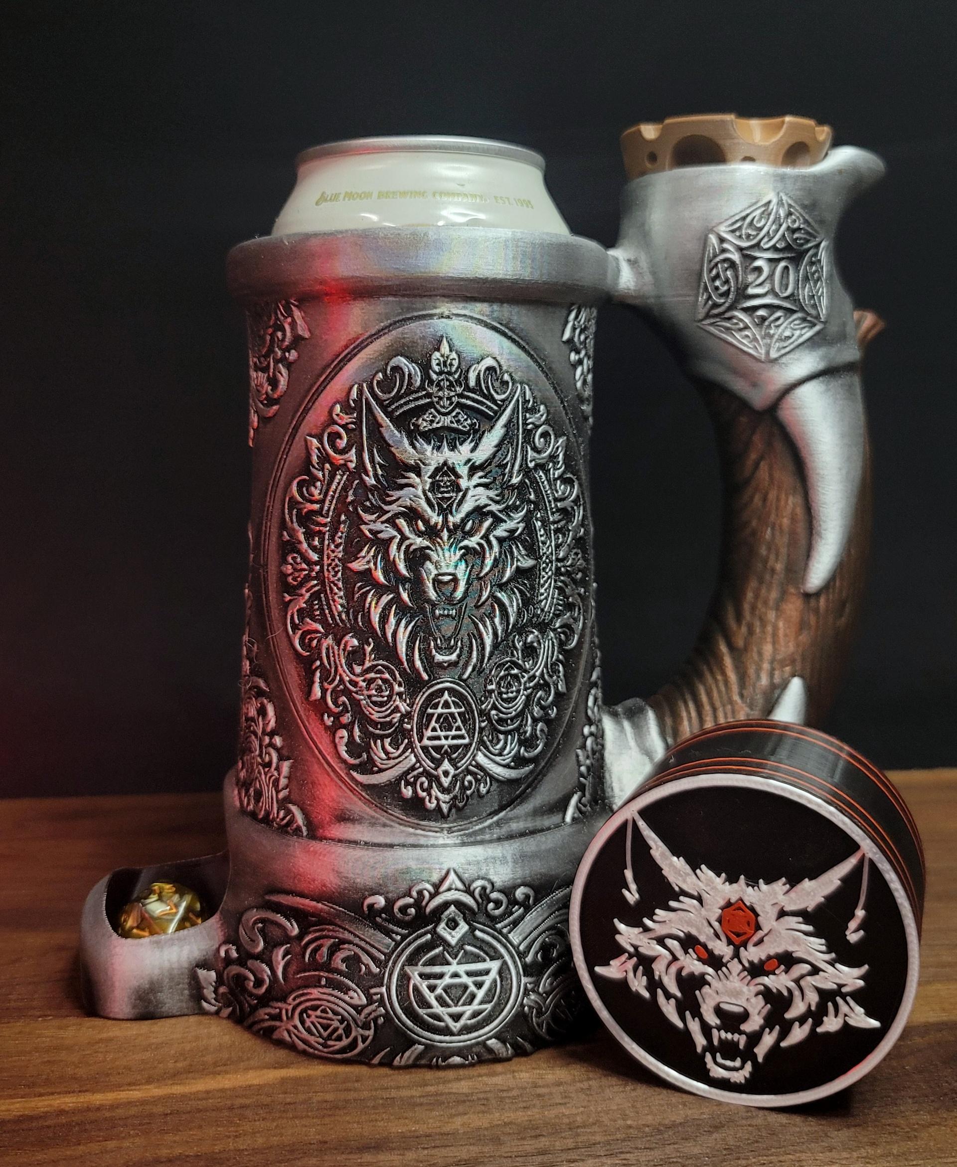 12oz Wolf Bite Can Cozy Dice Tower  3d model