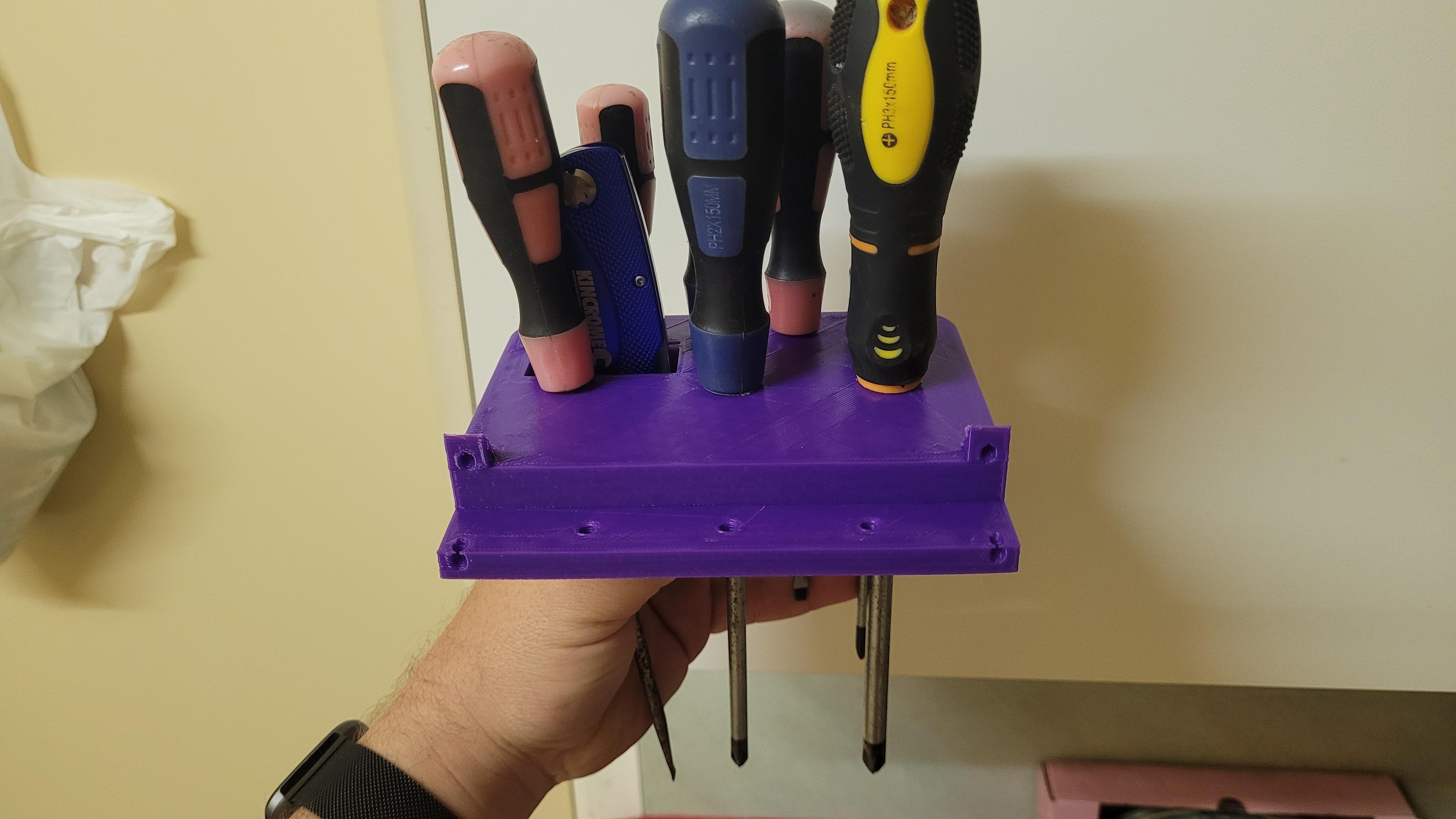 Screwdriver Holder with spot for Stanley Knife 3d model