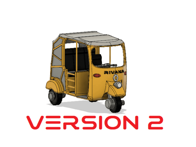 Yellow Tuk-Tuk/ Auto Rickshaw with Movements Version 2 3d model