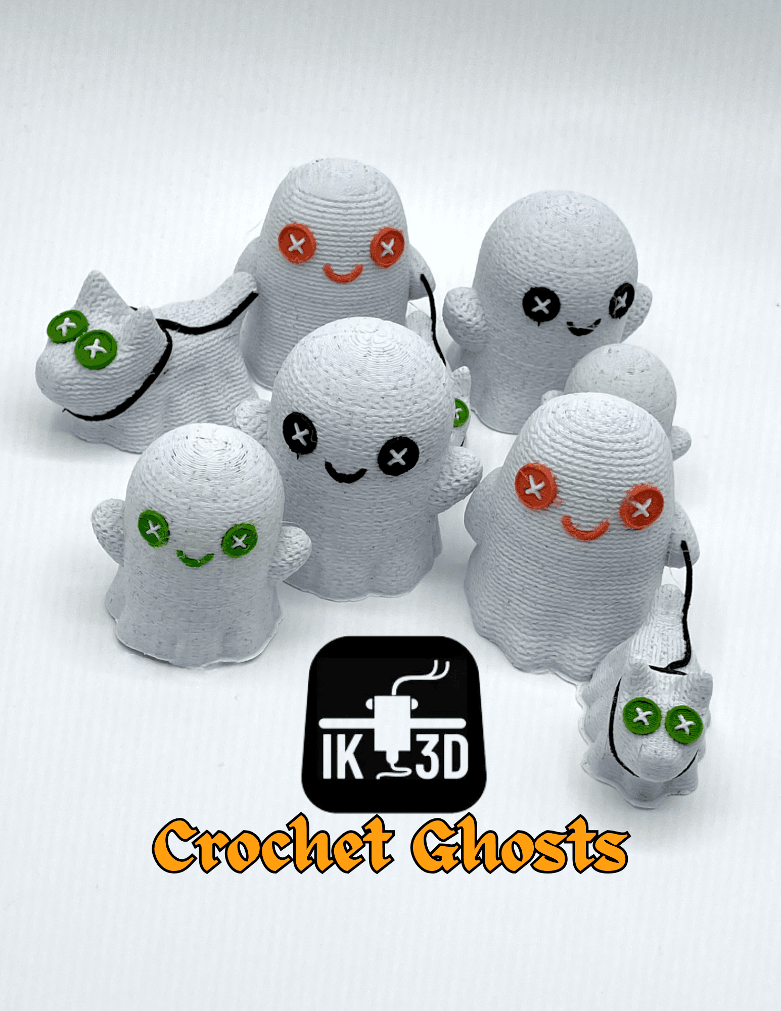 Cute Crochet Ghost with Dog Candle Holder  - Polymaker Marble White, Marble Brick, Forest Green and Charcoal Black - 3d model