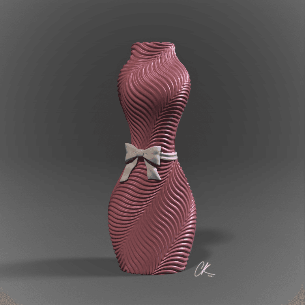 Fem Vase -Wave Pull Bow 3d model