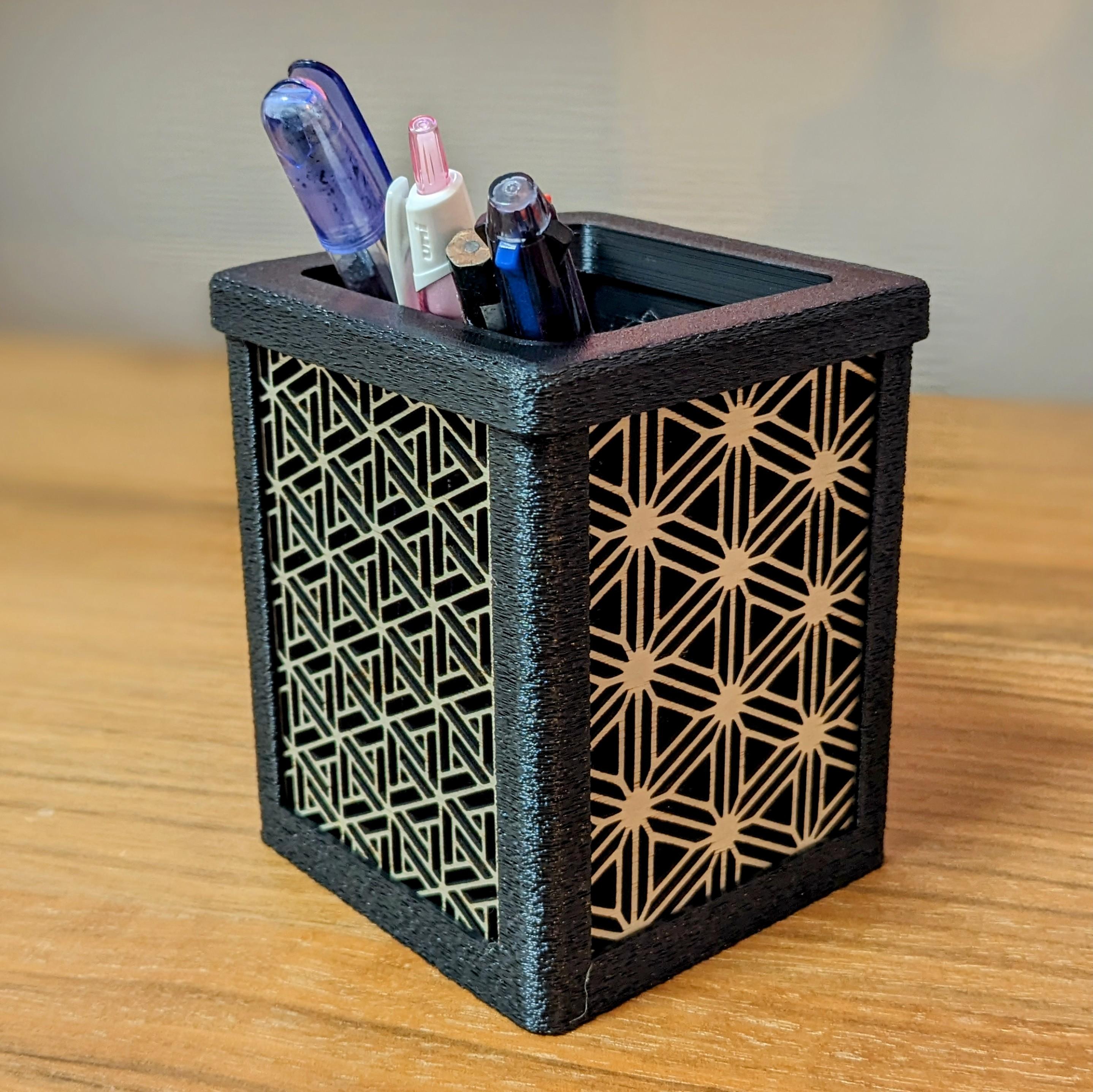 PEN HOLDER WITH JAPANESE STYLE PANEL INLAYS 3d model