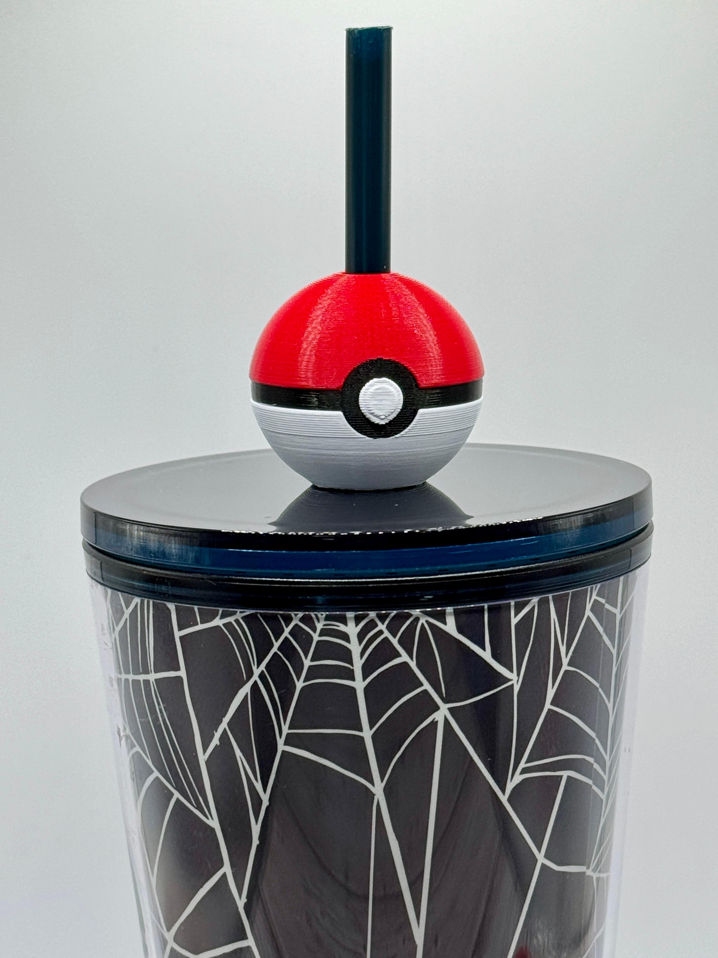 Pokeball Straw Topper 3d model