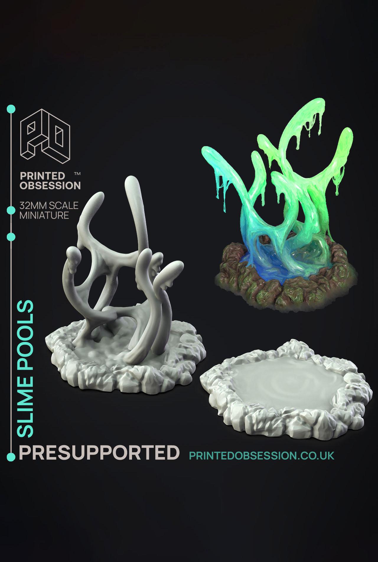 Slime Pool - 6 Models - Enviromental Miniatures - PRESUPPORTED - 32mm Scale 3d model