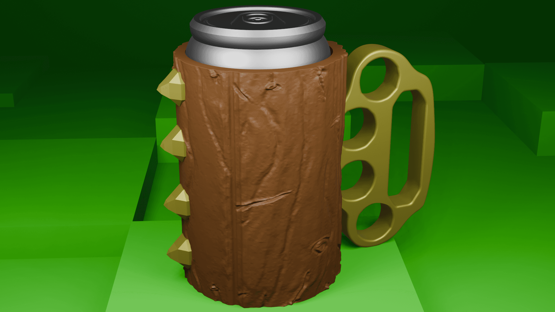 Brass Knuckles Beer Can Holder 3d model