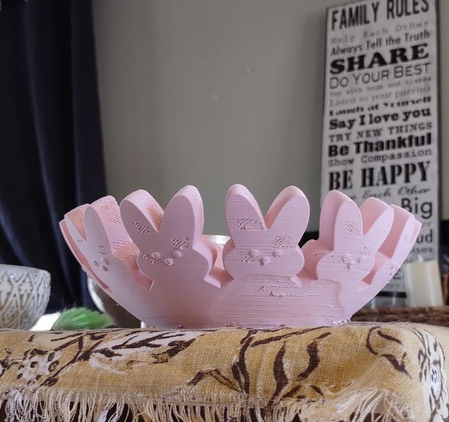 Peep Bunny Bowl - Used matte pink eSun PLA+ on an Anycubic Kobra Neo - 3d model