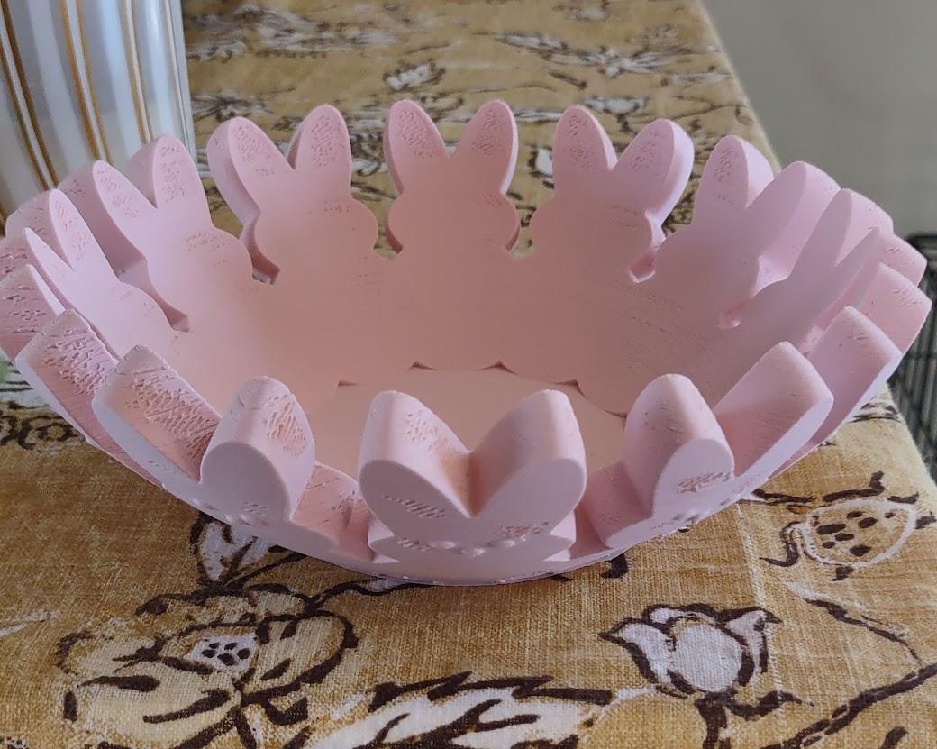 Peep Bunny Bowl - Used matte pink eSun PLA+ on an Anycubic Kobra Neo - 3d model