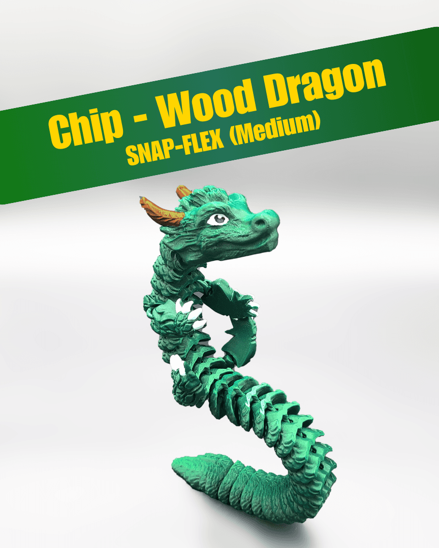 Chip, Wood Dragon - Articulated Dragon Snap-Flex Fidget (Medium Tightness Joints) 3d model