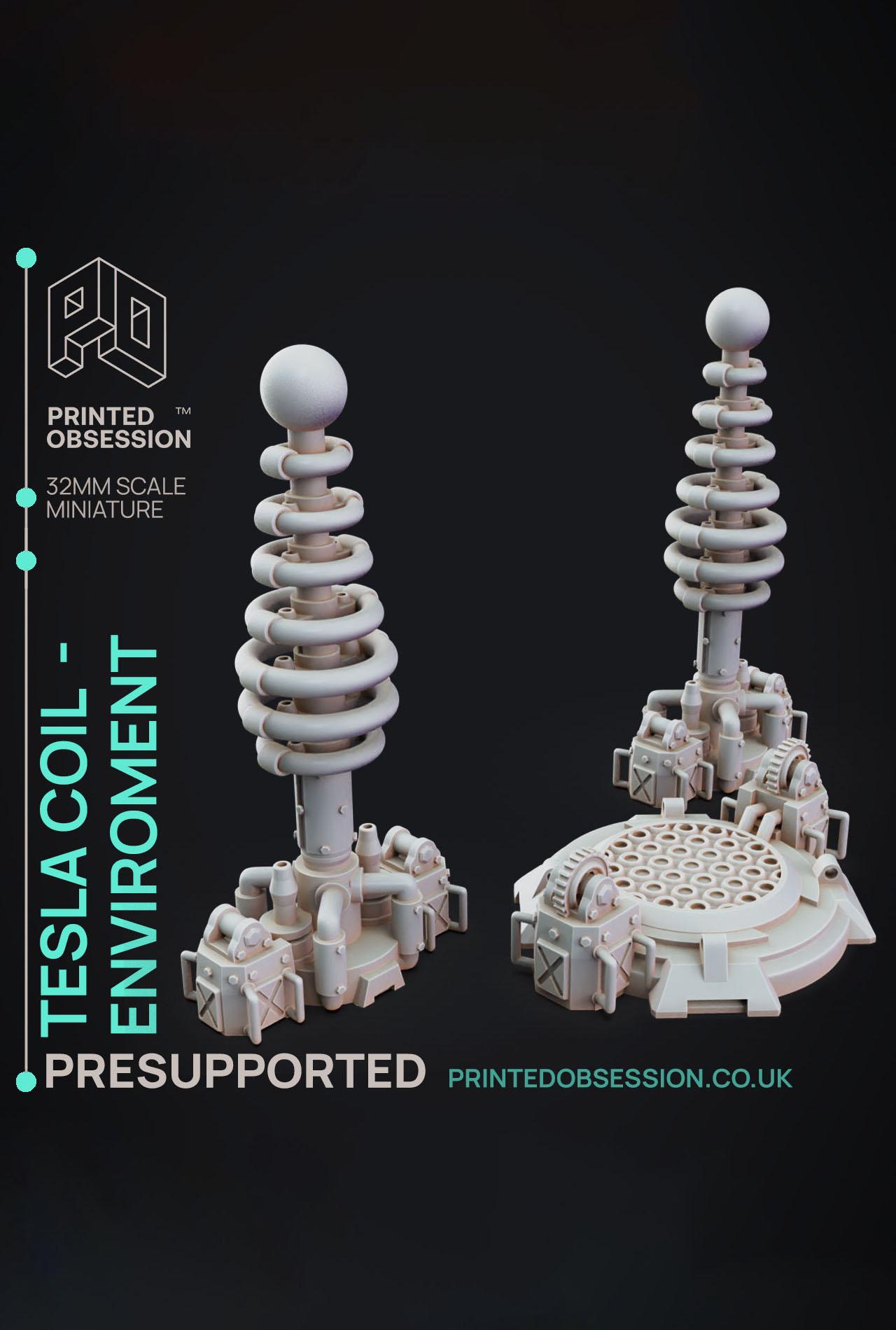 Tesla Coil - Dr Frankensteins Monster - PRESUPPORTED - Illustrated and Stats - 32mm scale			 3d model