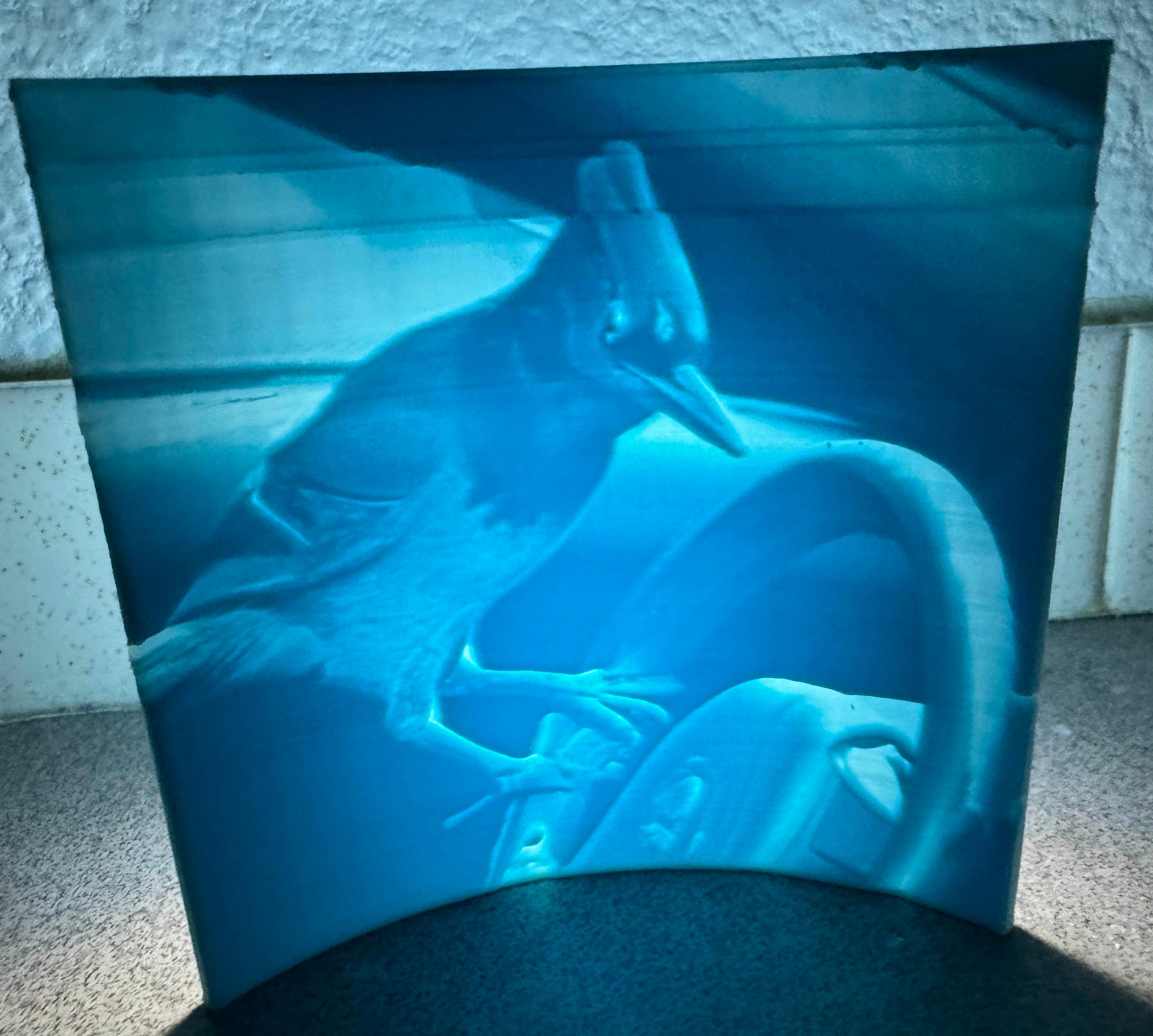 Lithophane of a Stellar's Jay Motorist 3d model