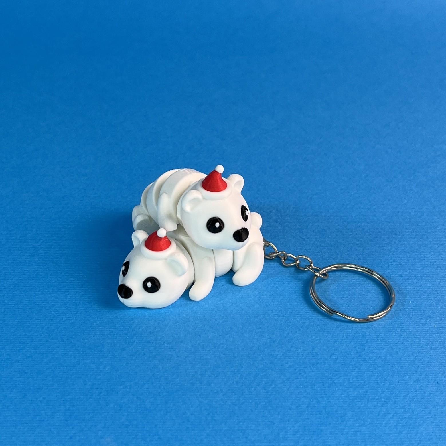 Cute Flexi Polar Bear Santa Hat (Toy, Keychain & Magnet) 3d model