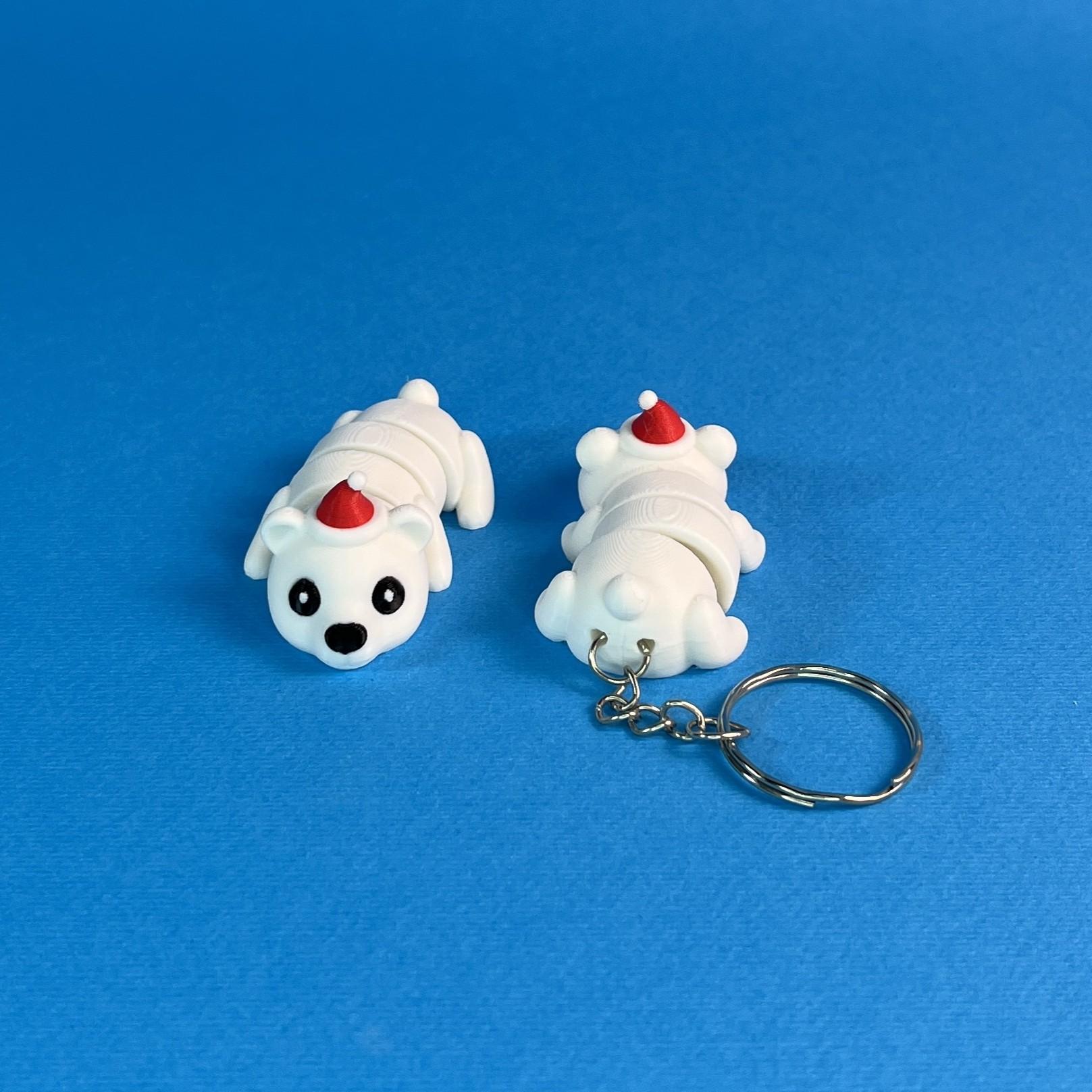 Cute Flexi Polar Bear Santa Hat (Toy, Keychain & Magnet) 3d model