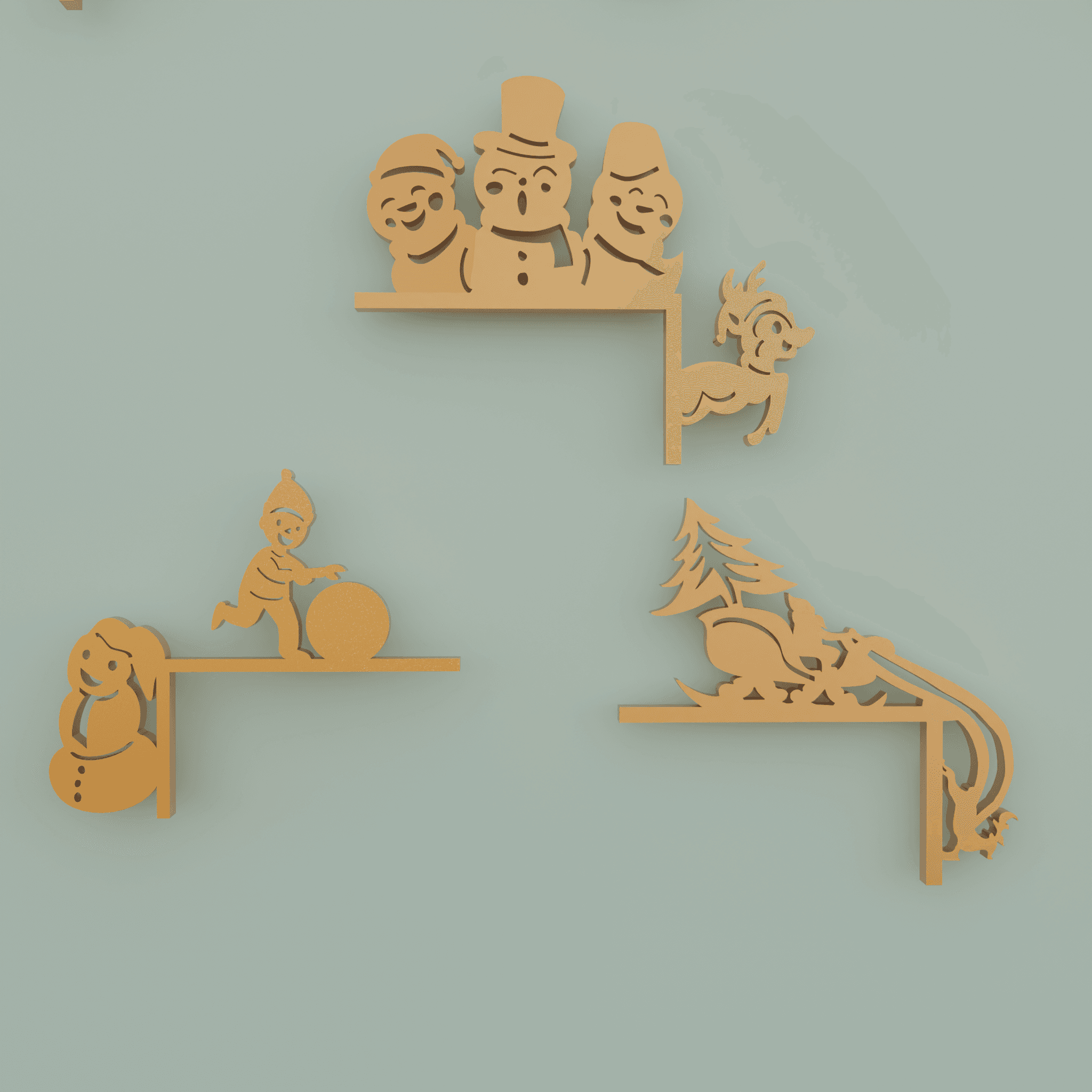 Winter and Christmas Door Decor 3d model