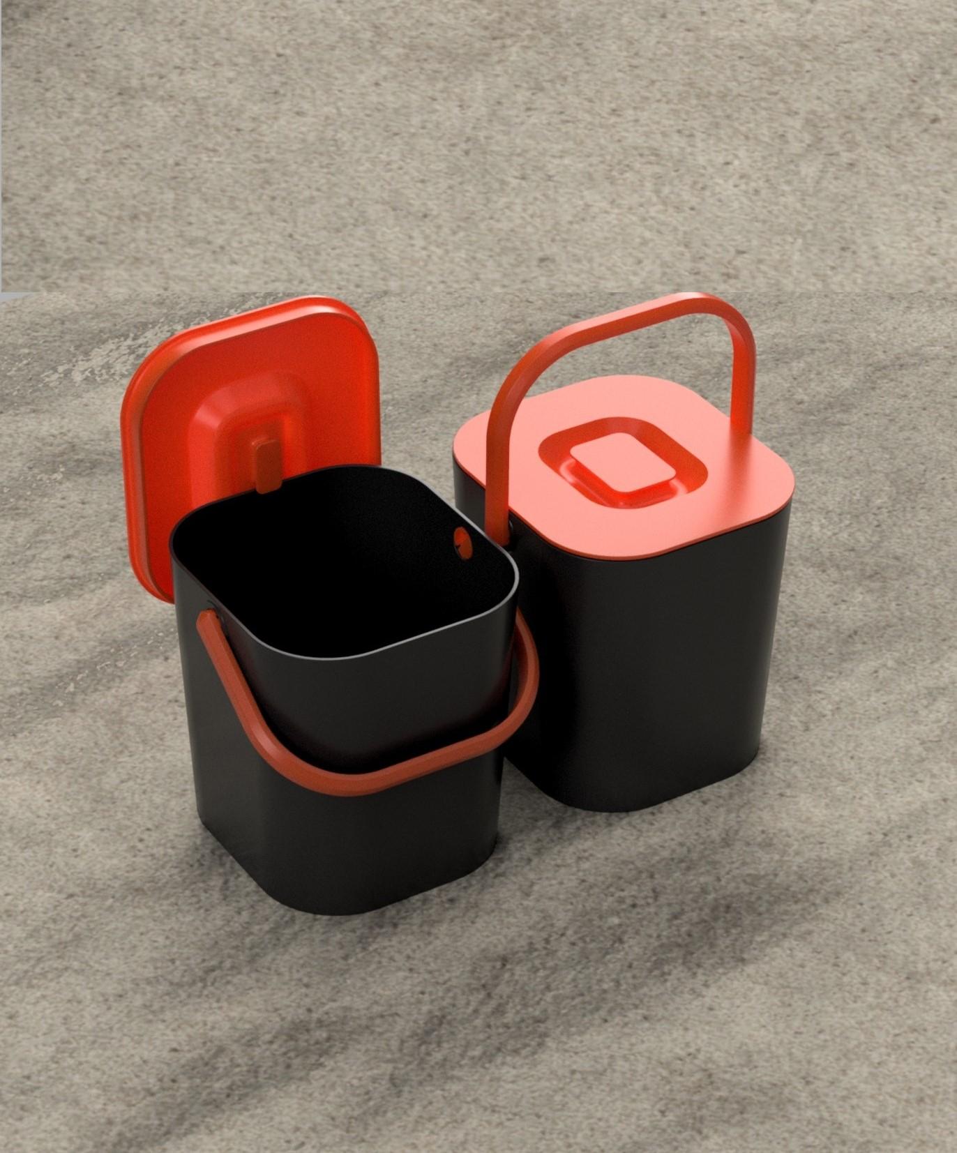 Trash Bin With Handle 3d model